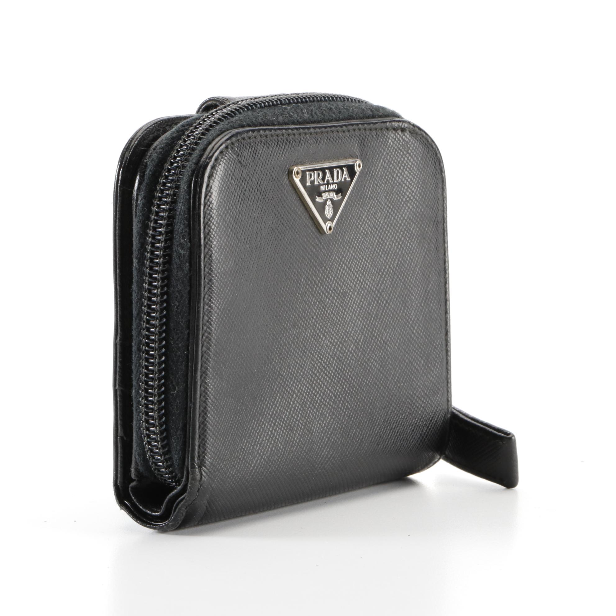 Prada Zippy Compact Wallet in Saffiano Leather with Box