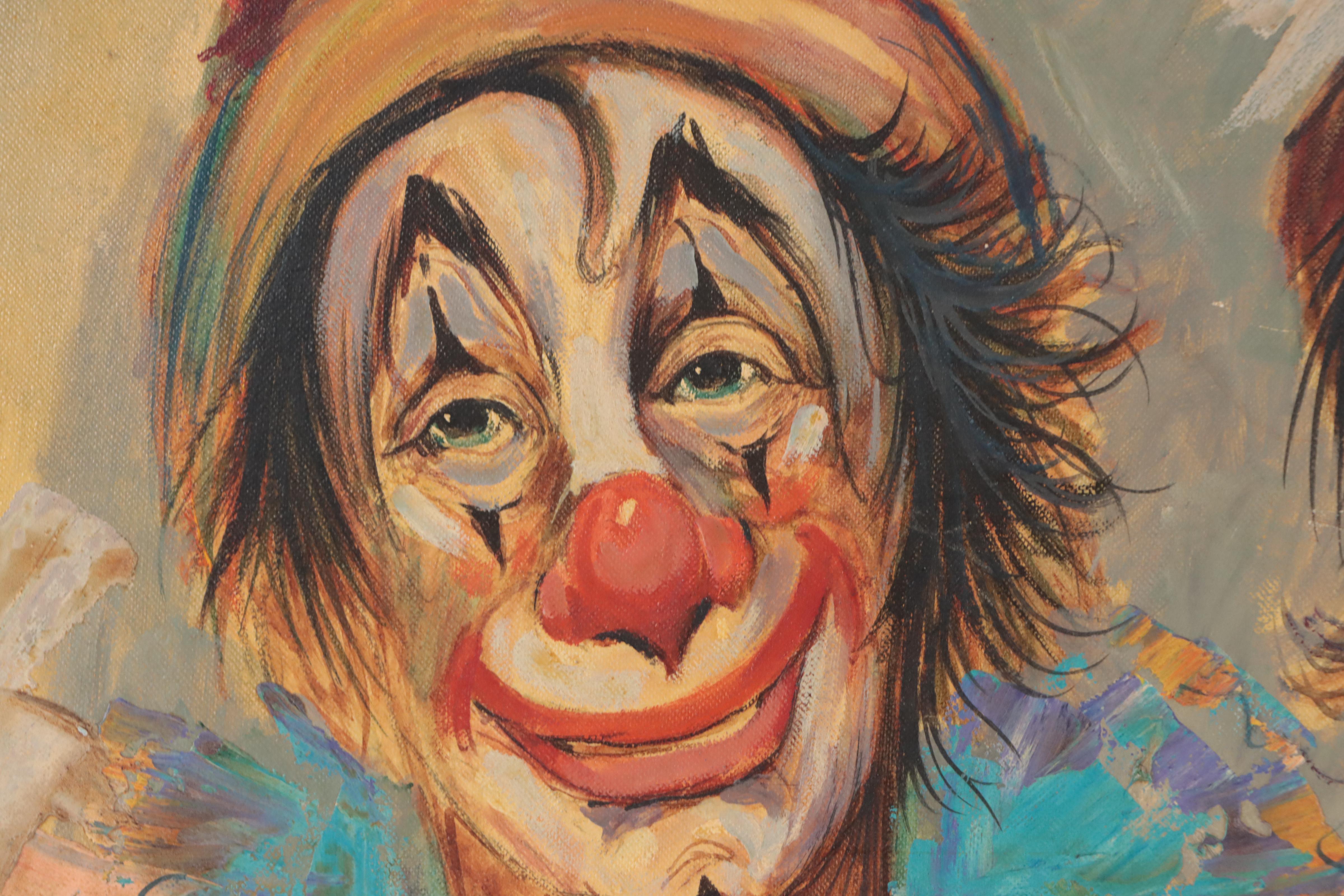Louis Spiegel Double Clown Portrait Oil Painting