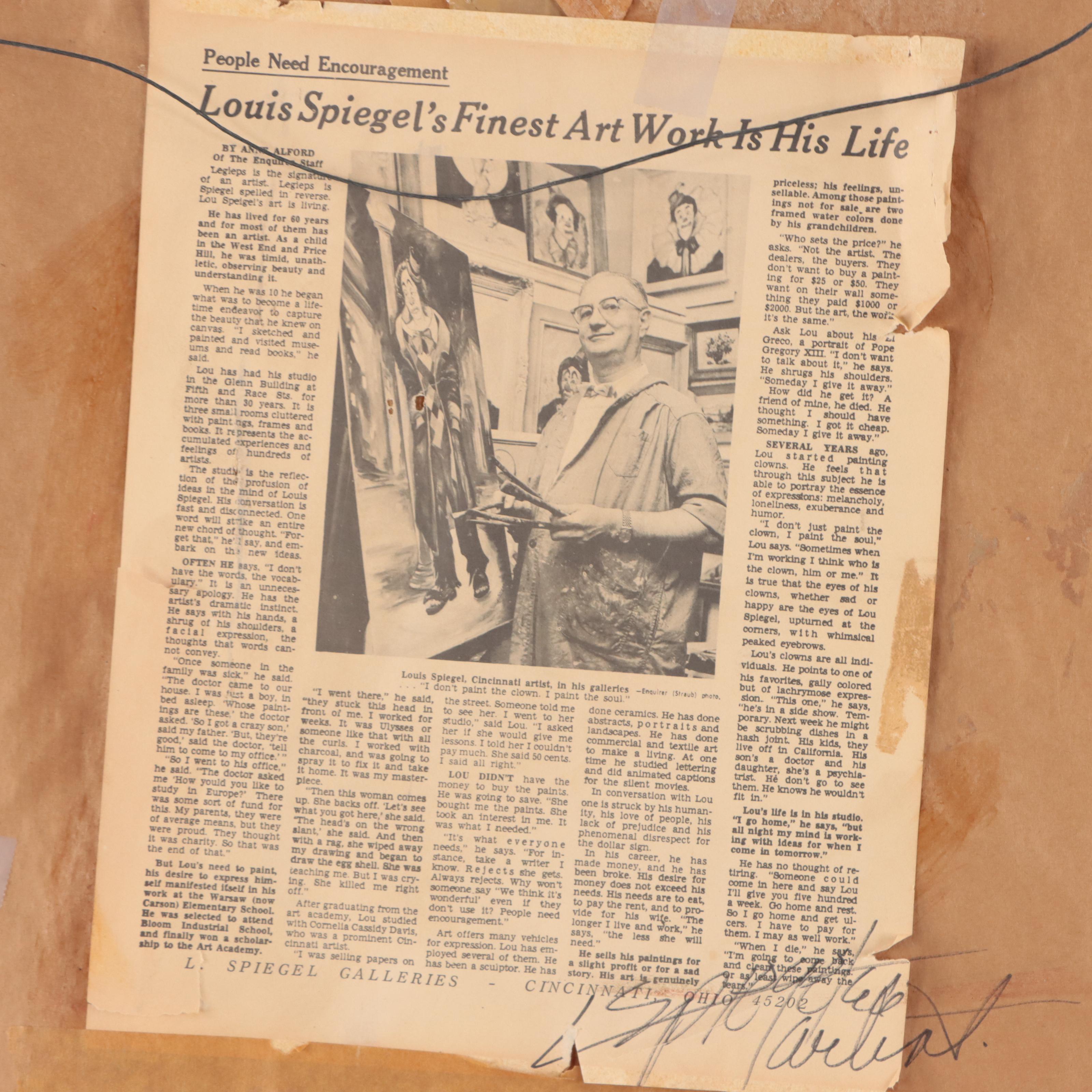 Louis Spiegel Double Clown Portrait Oil Painting