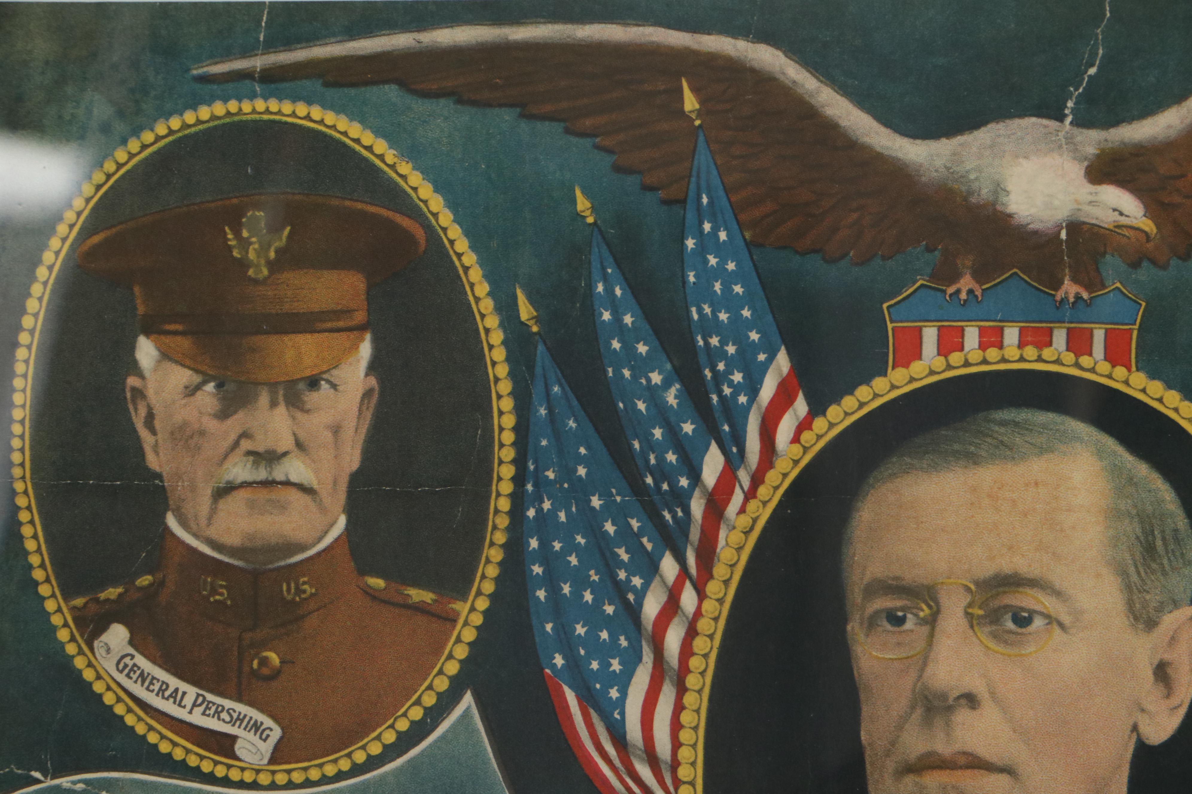 "Over the Top with Uncle Sam" World War I Propaganda Poster, 1918