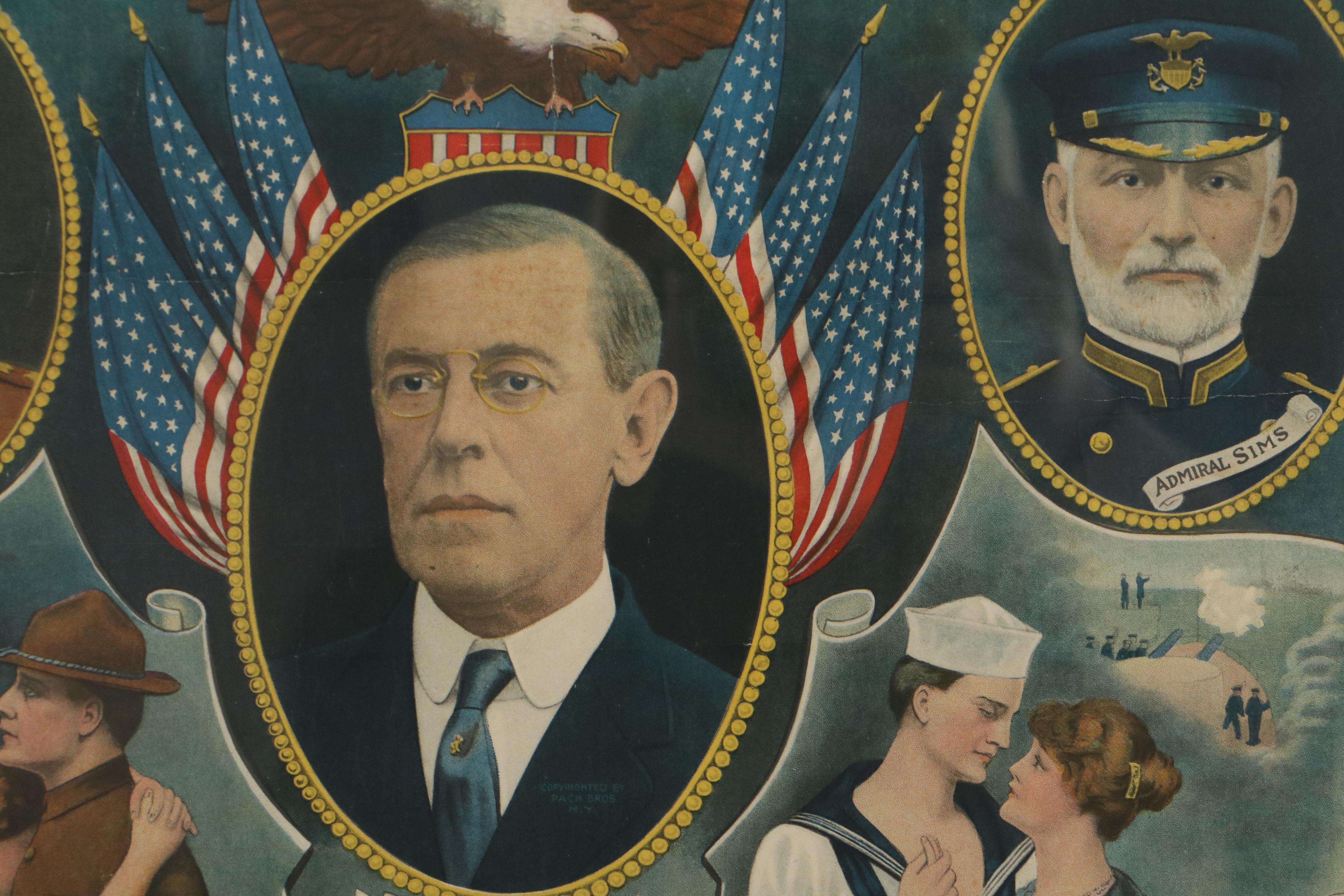 "Over the Top with Uncle Sam" World War I Propaganda Poster, 1918