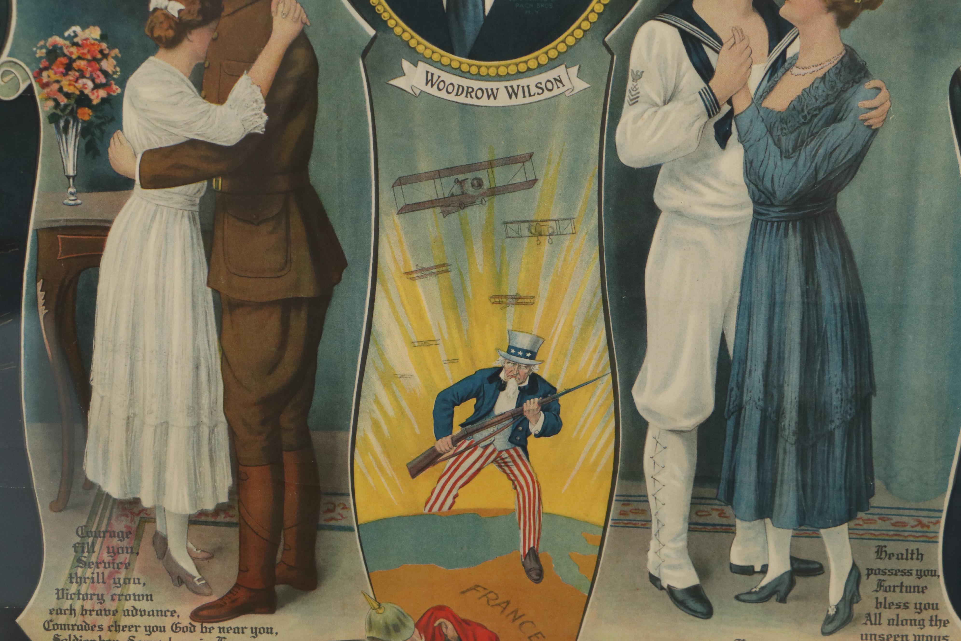 "Over the Top with Uncle Sam" World War I Propaganda Poster, 1918