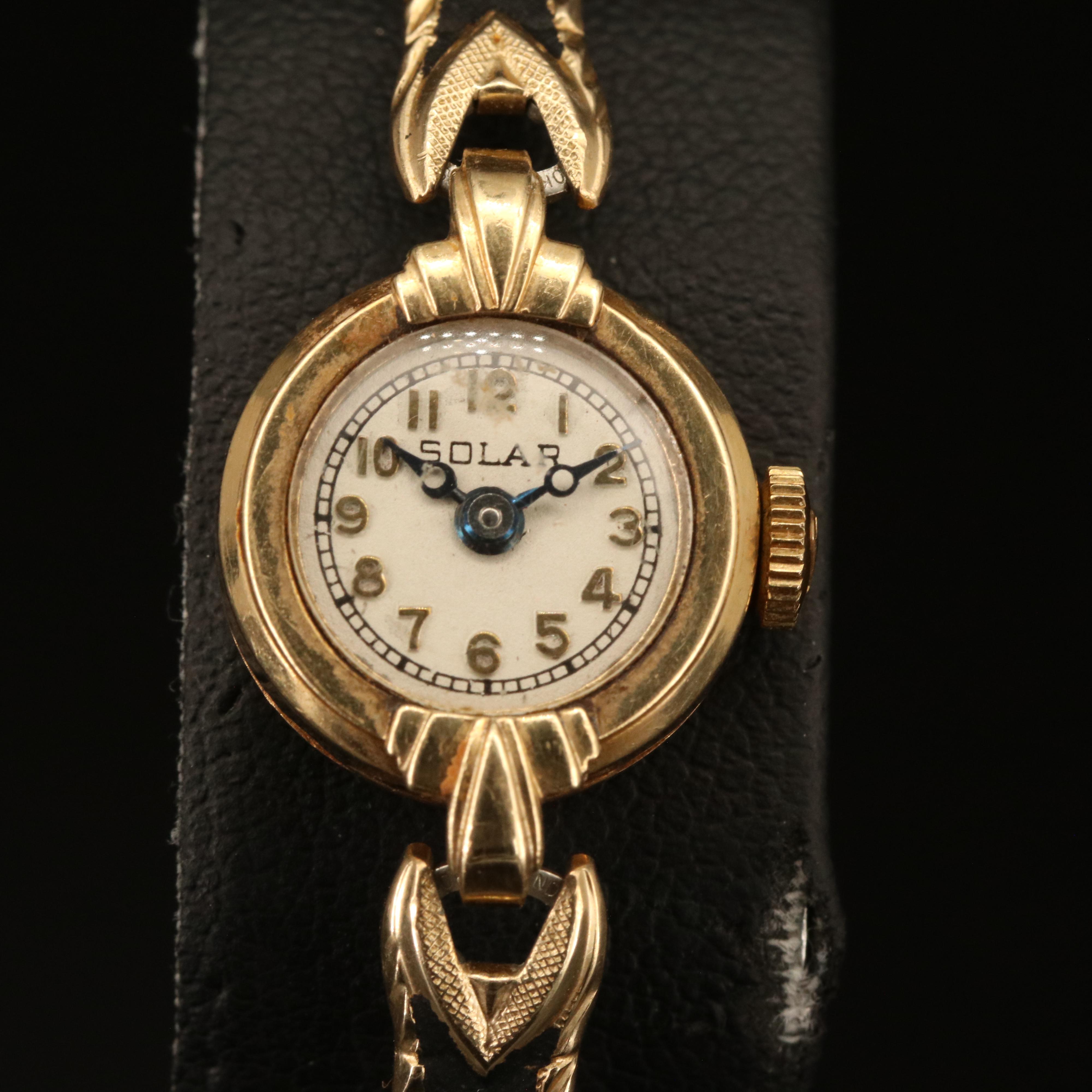 Vintage Solar Watch Co. 14K Swiss Watch