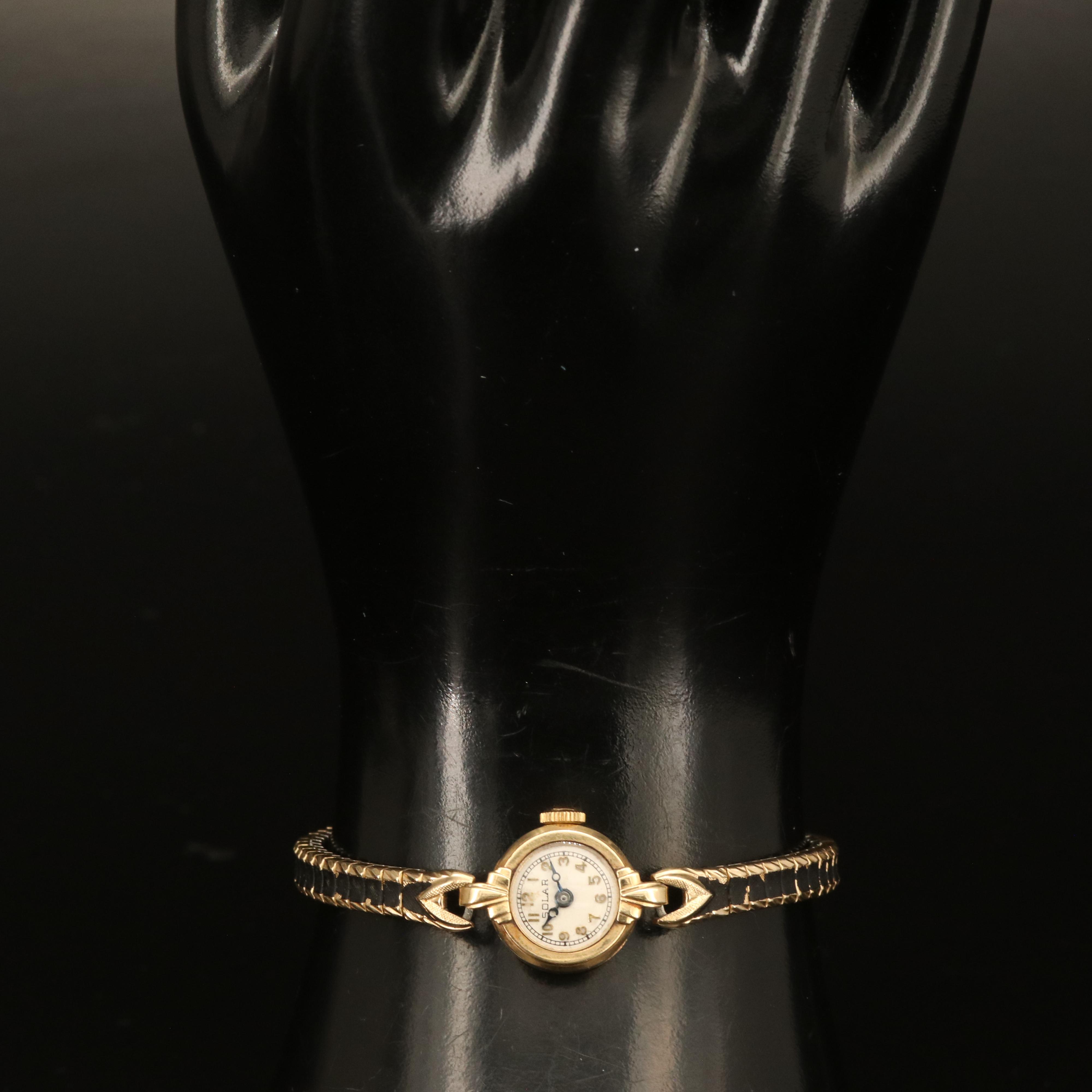 Vintage Solar Watch Co. 14K Swiss Watch