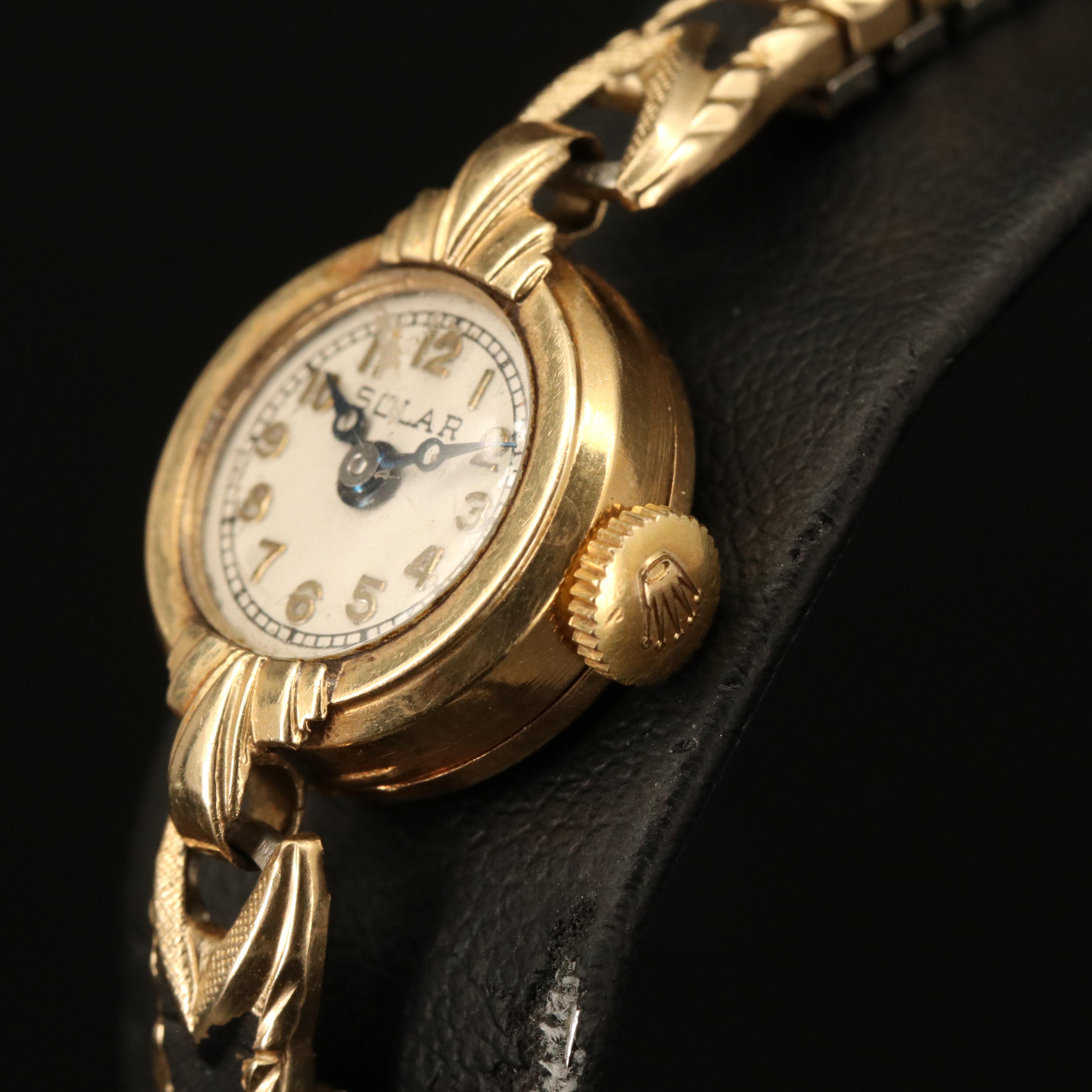 Vintage Solar Watch Co. 14K Swiss Watch