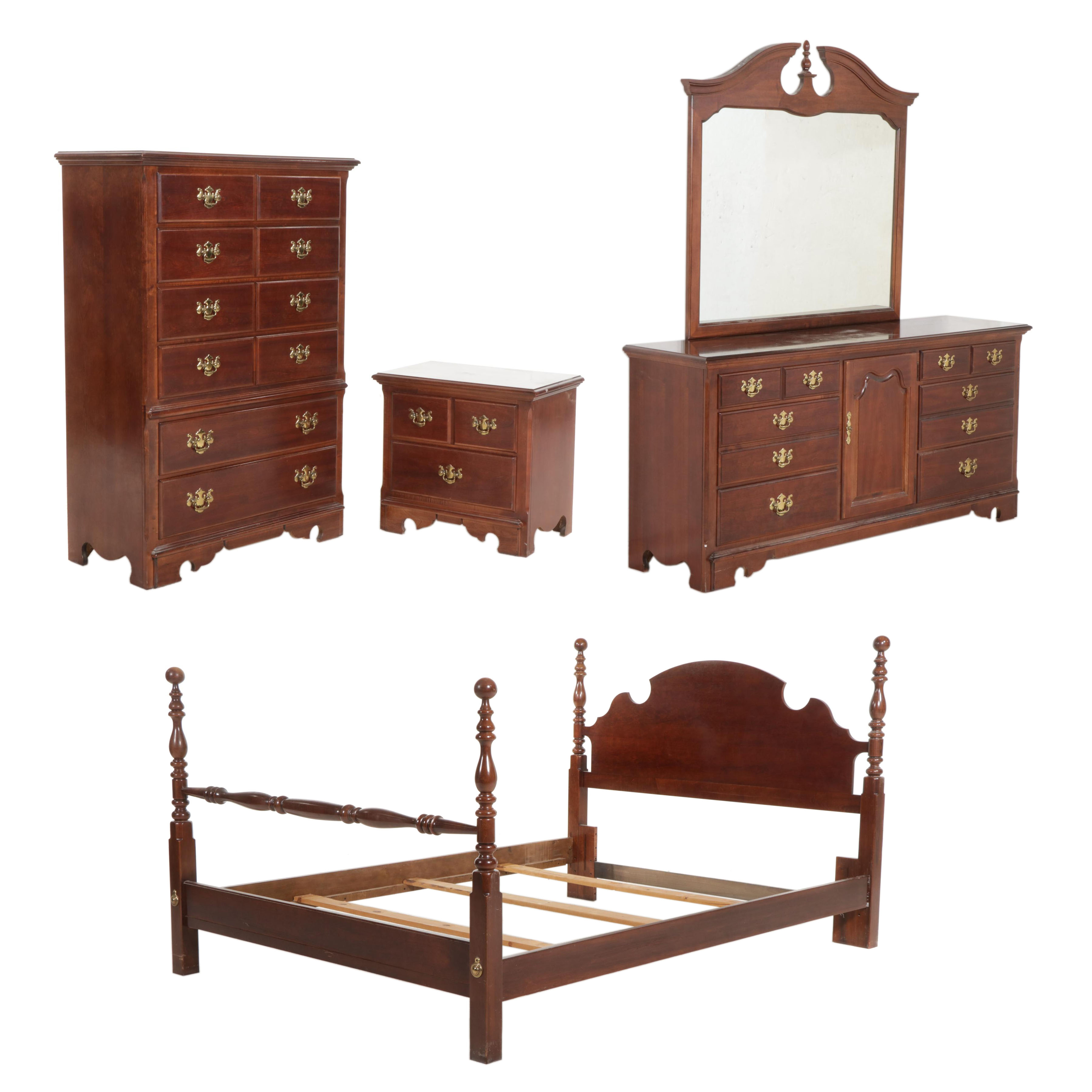 Thomasville "Winston Court" Cherry Four-Piece Bedroom Suite, 1990s