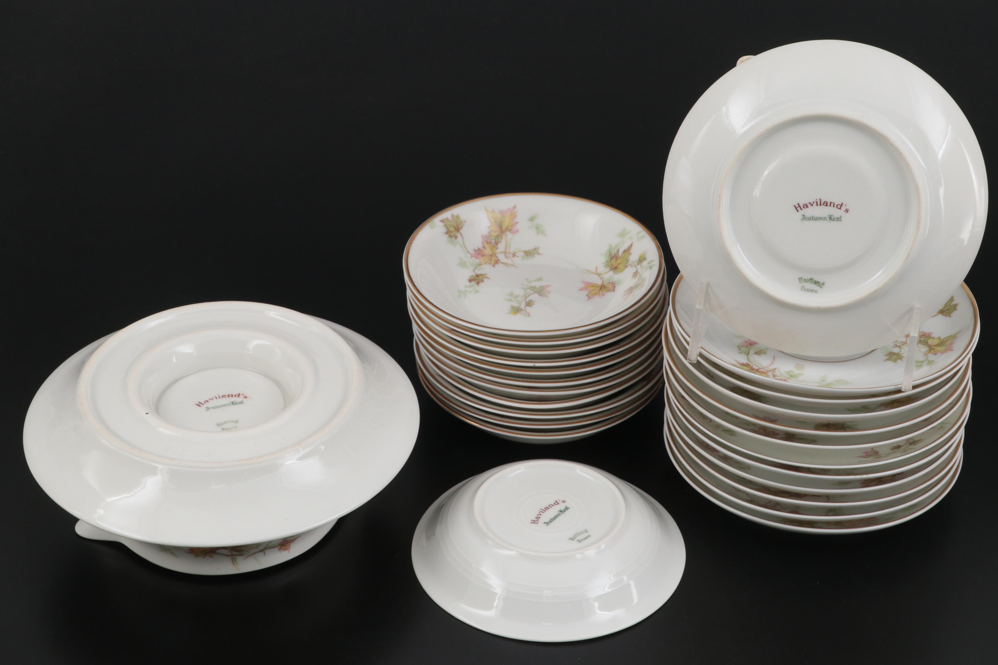 Haviland Limoges "Autumn Leaf" Porcelain Dinnerware and Table Accessories