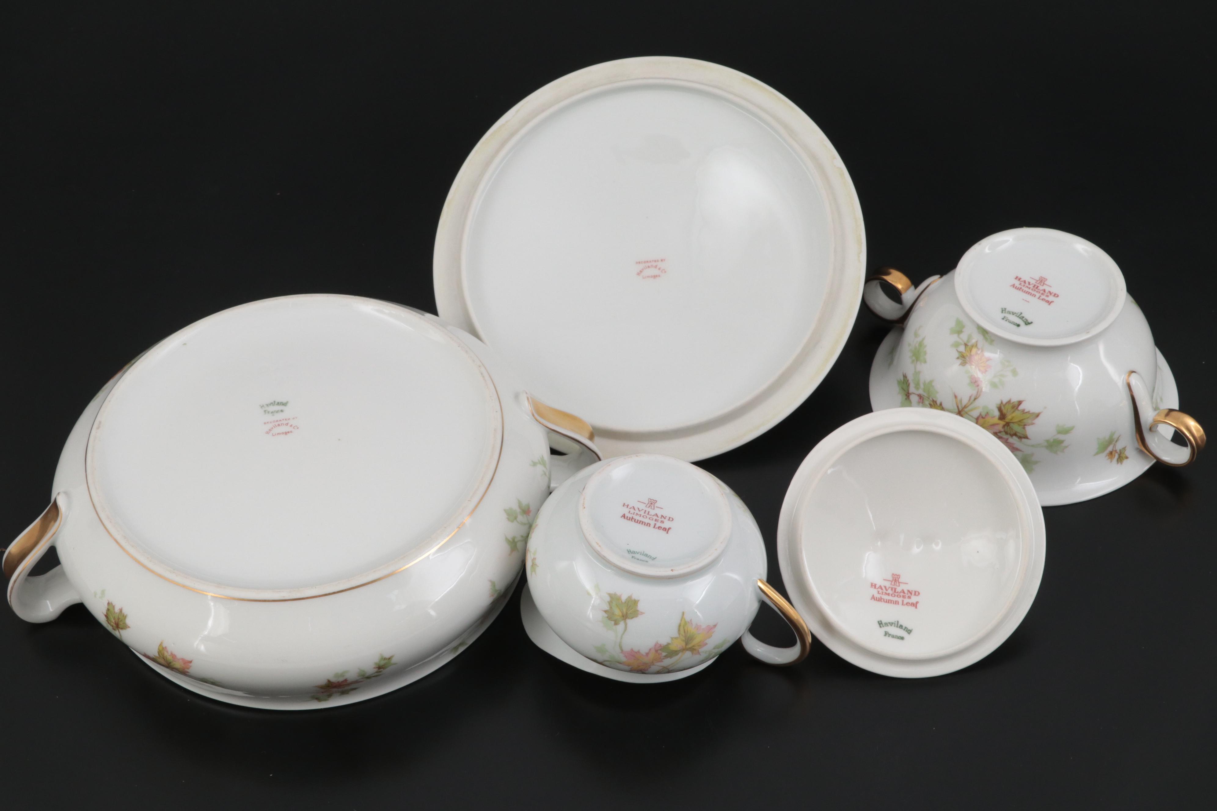 Haviland Limoges "Autumn Leaf" Porcelain Dinnerware and Table Accessories