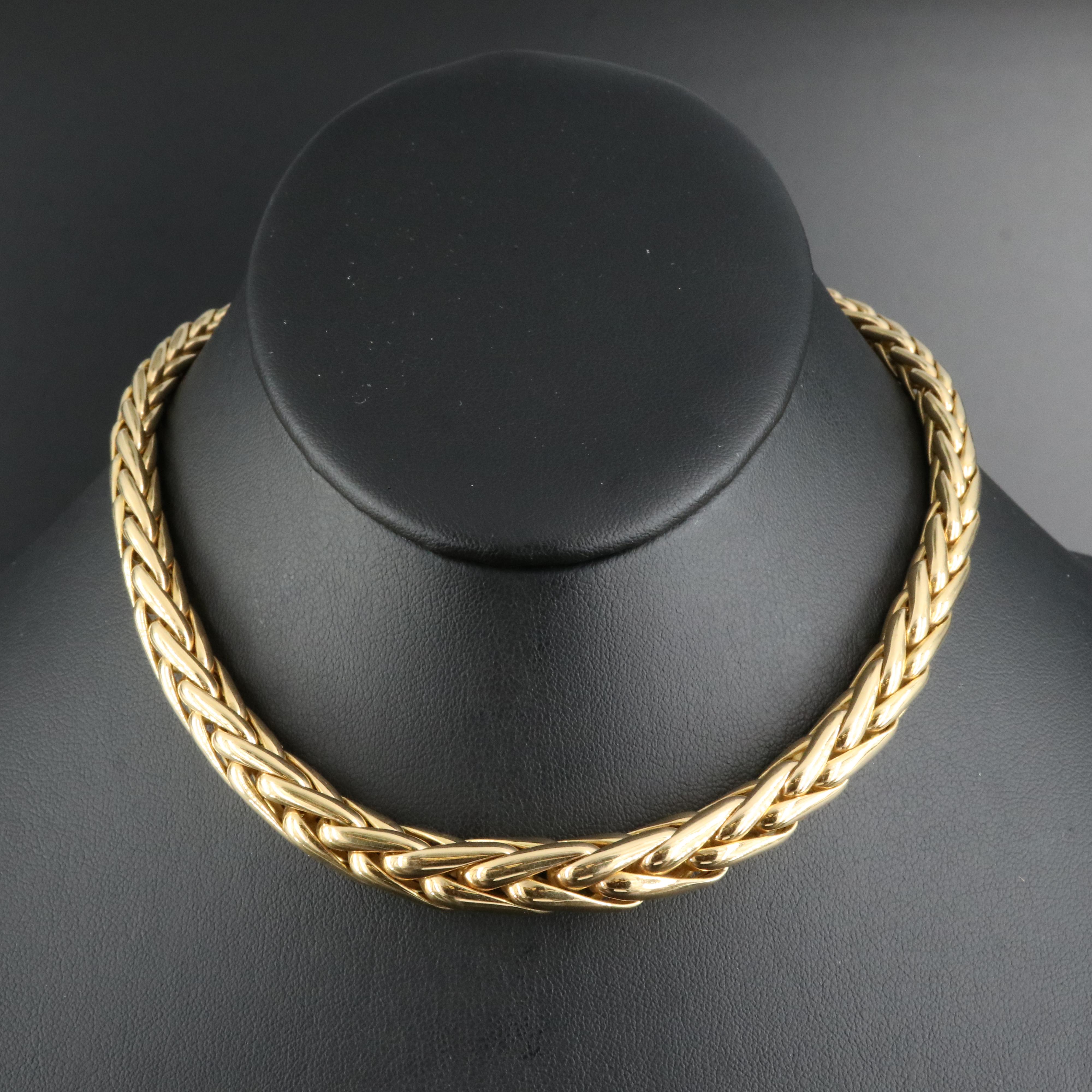 Caplain 18K Graduated Wheat Chain Necklace with Sapphire Accent