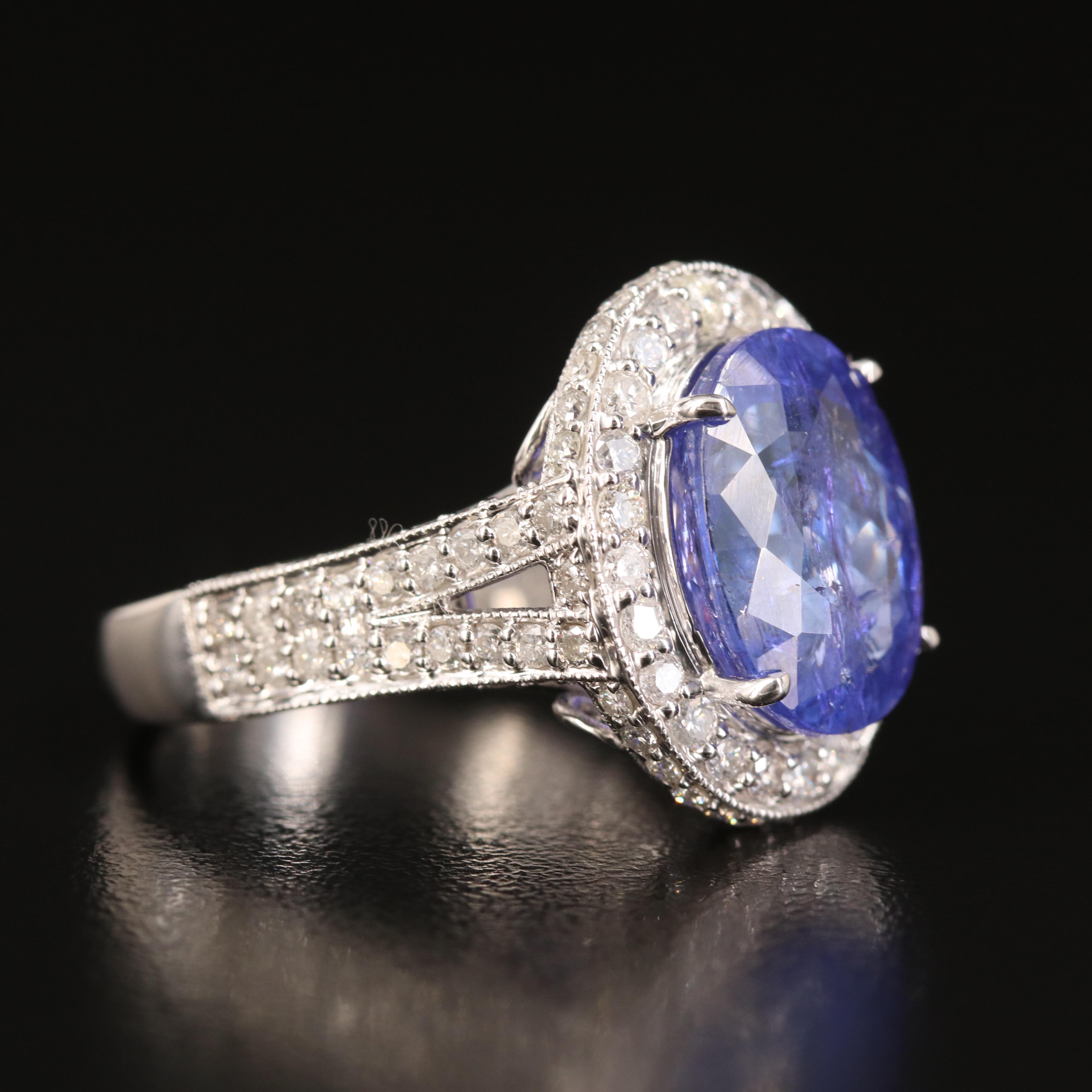 14K 7.45 CT Tanzanite and 1.56 CTW Diamond Ring