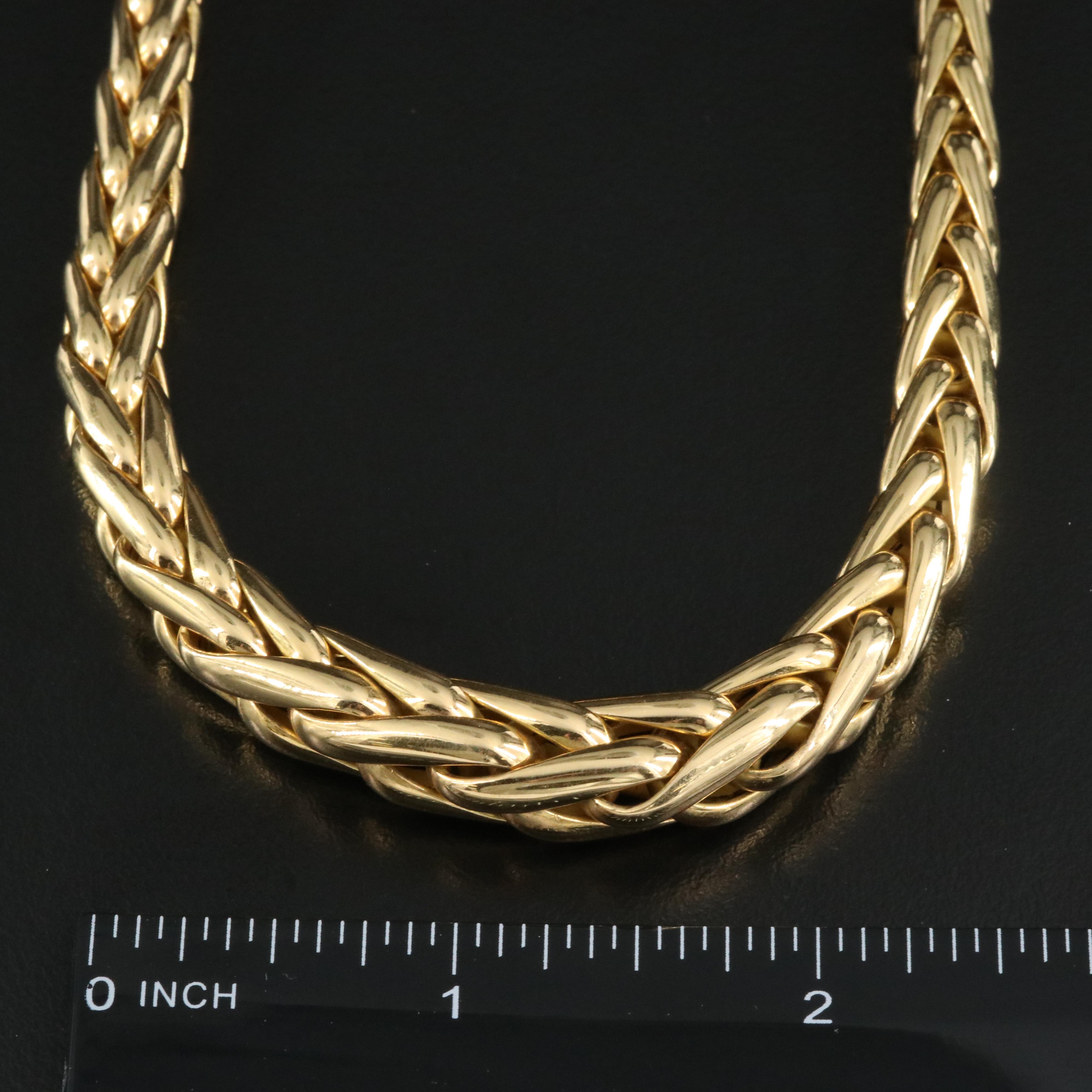 Caplain 18K Graduated Wheat Chain Necklace with Sapphire Accent