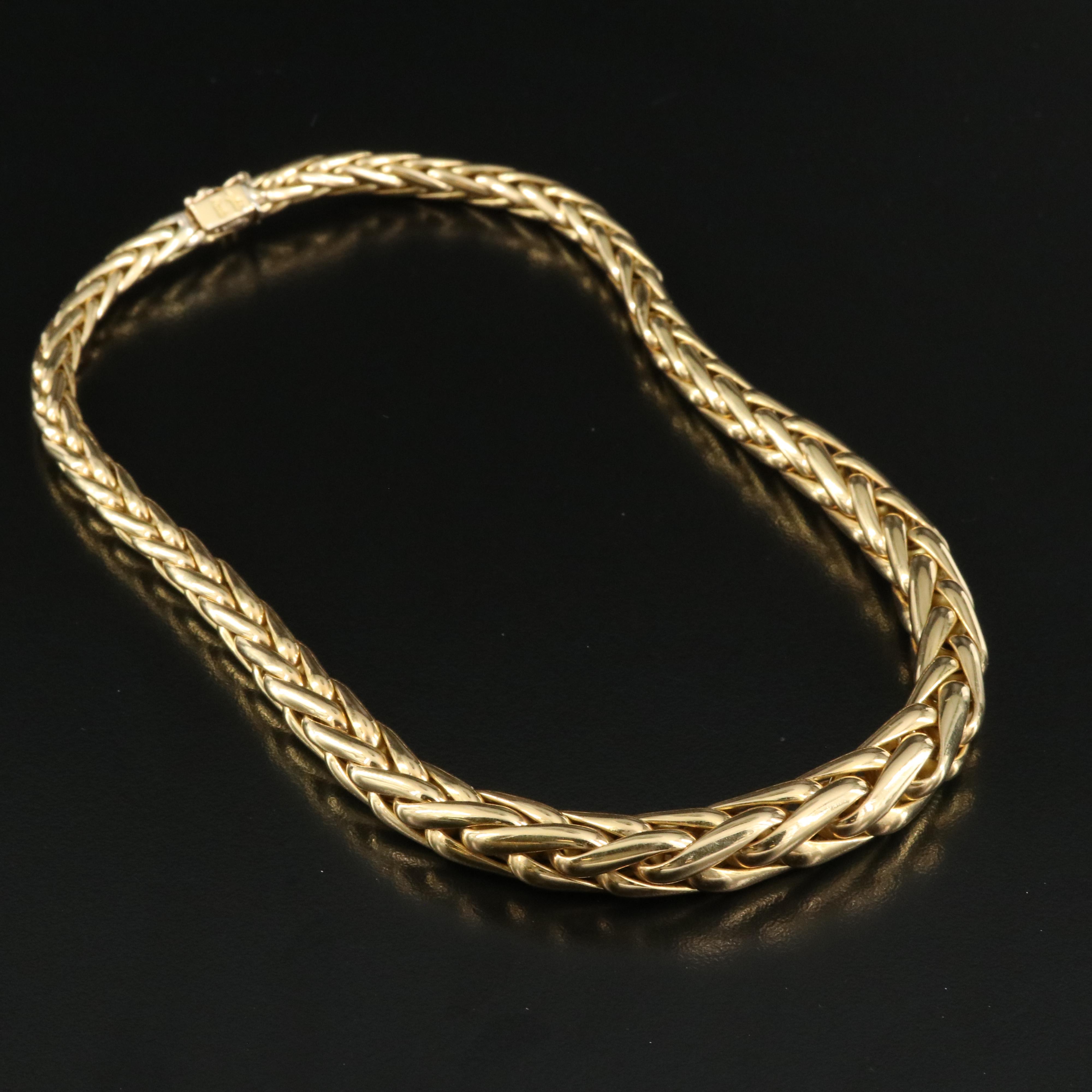 Caplain 18K Graduated Wheat Chain Necklace with Sapphire Accent