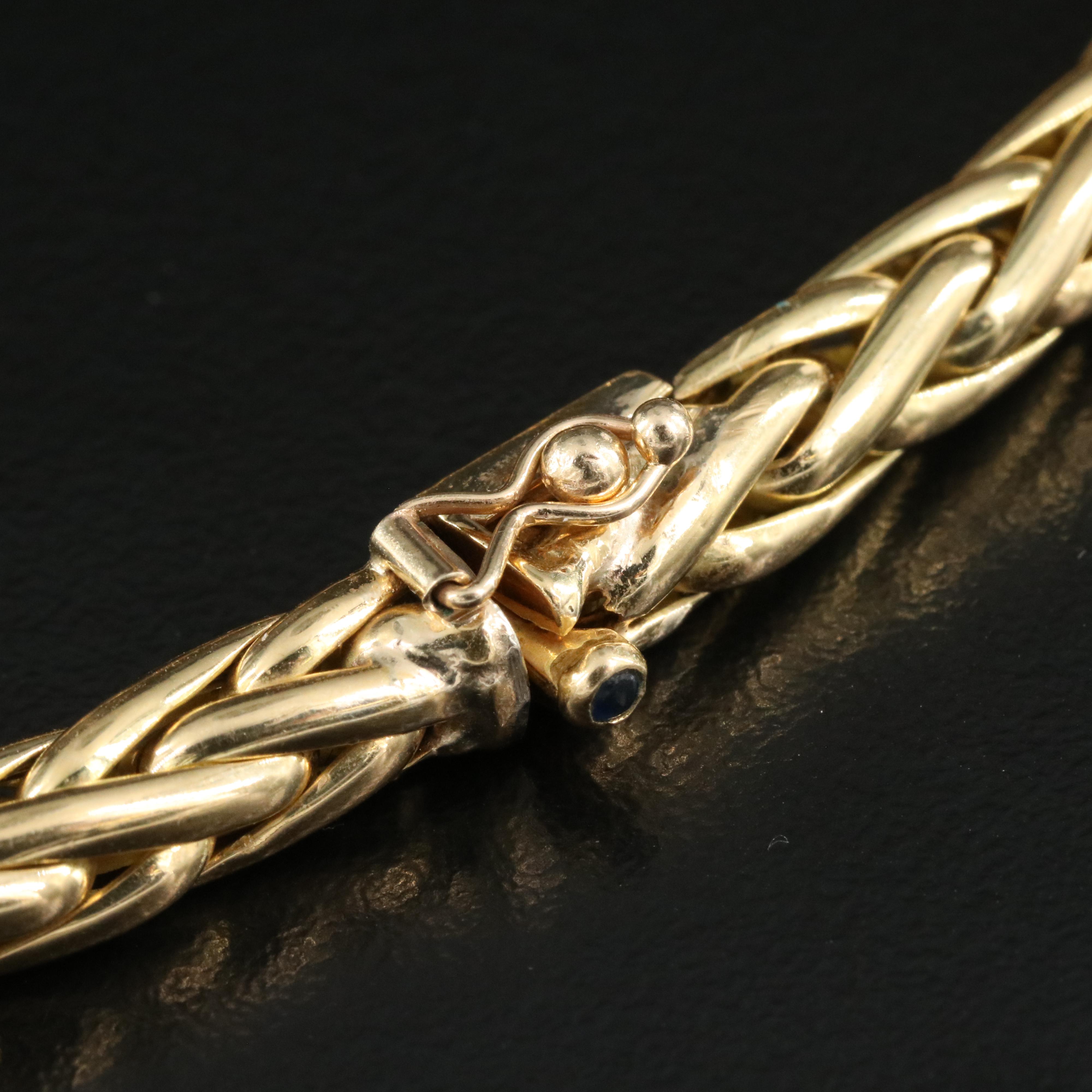 Caplain 18K Graduated Wheat Chain Necklace with Sapphire Accent