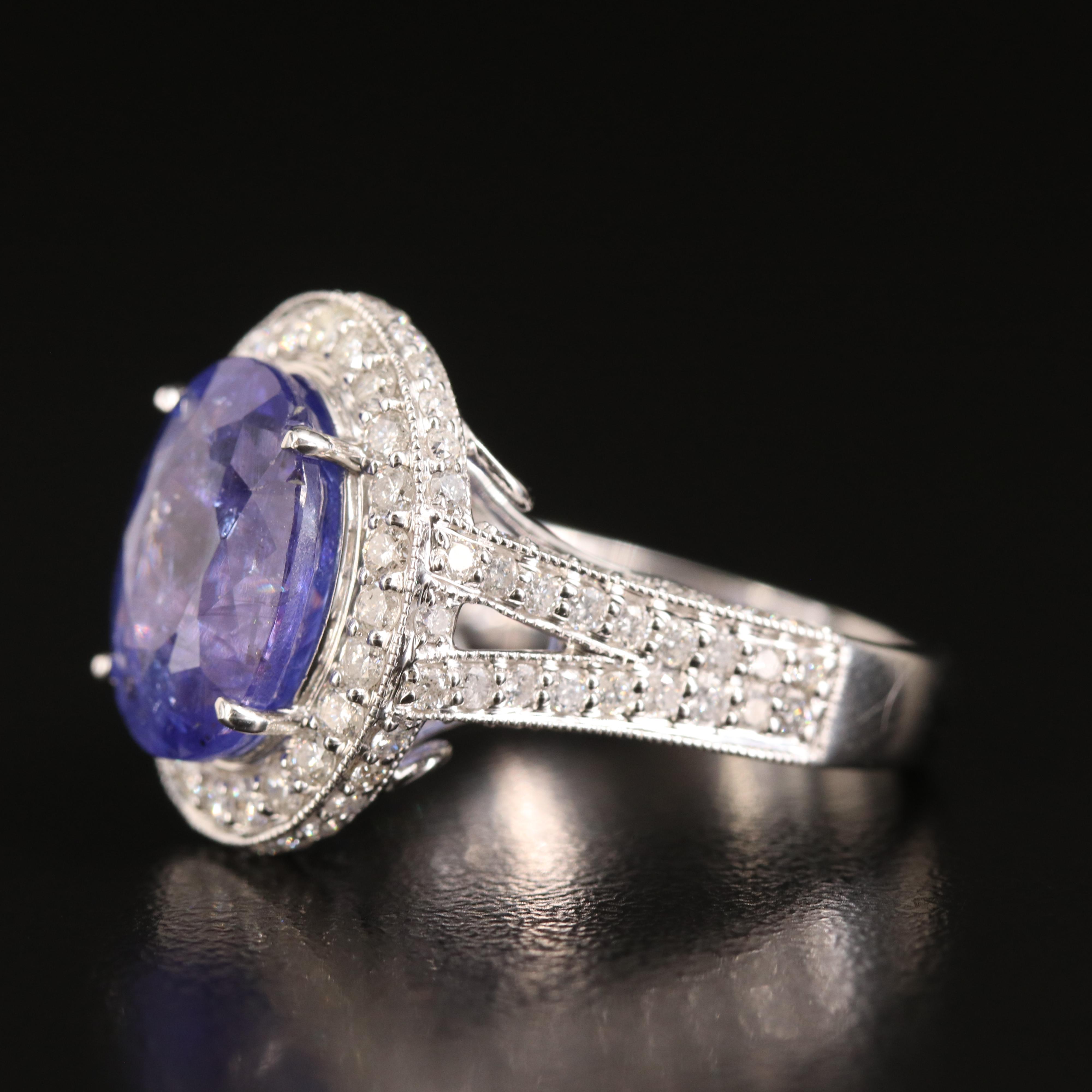 14K 7.45 CT Tanzanite and 1.56 CTW Diamond Ring
