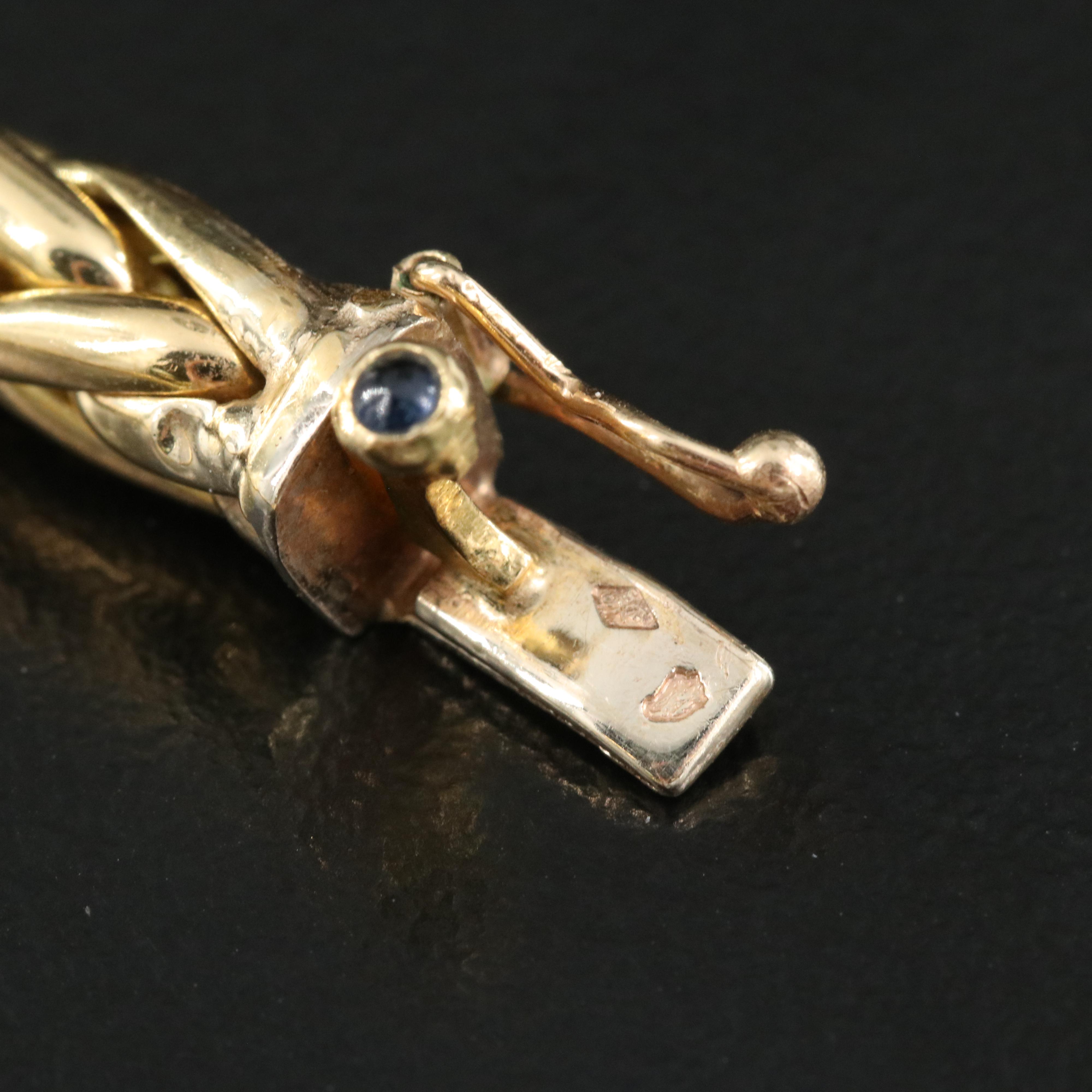 Caplain 18K Graduated Wheat Chain Necklace with Sapphire Accent