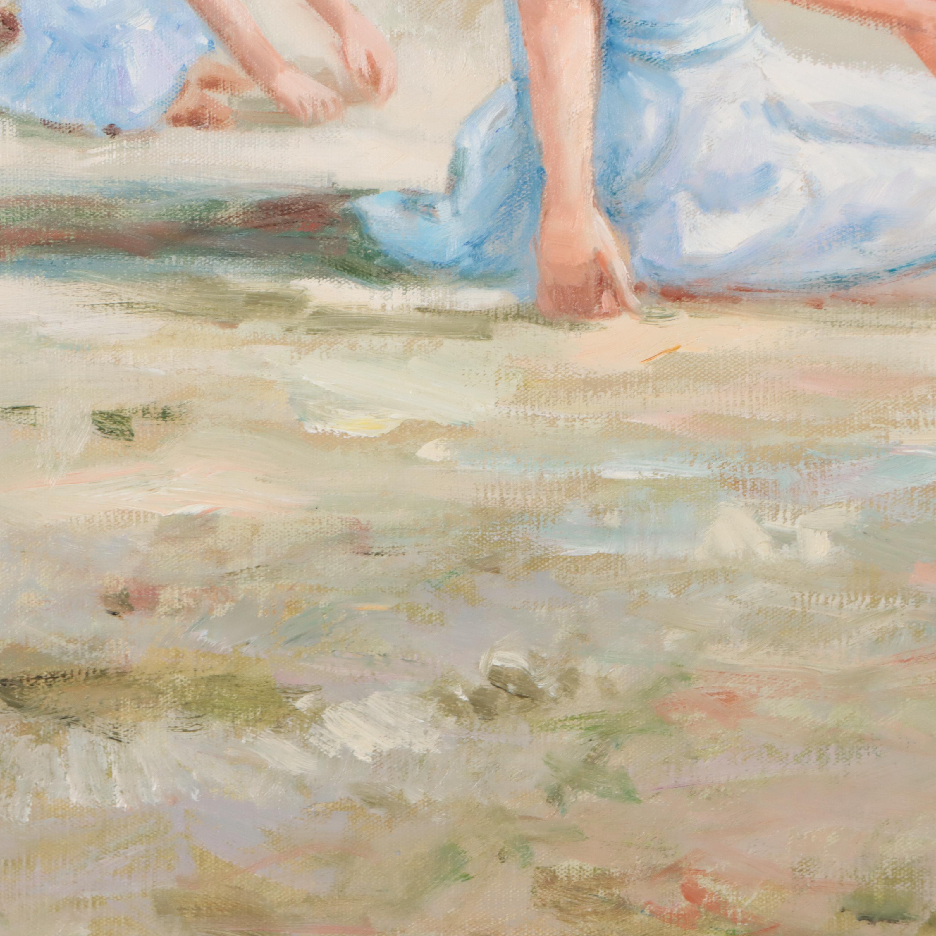 Judd Gallet Impressionist Style Oil Painting of Coastal Scene With Figures