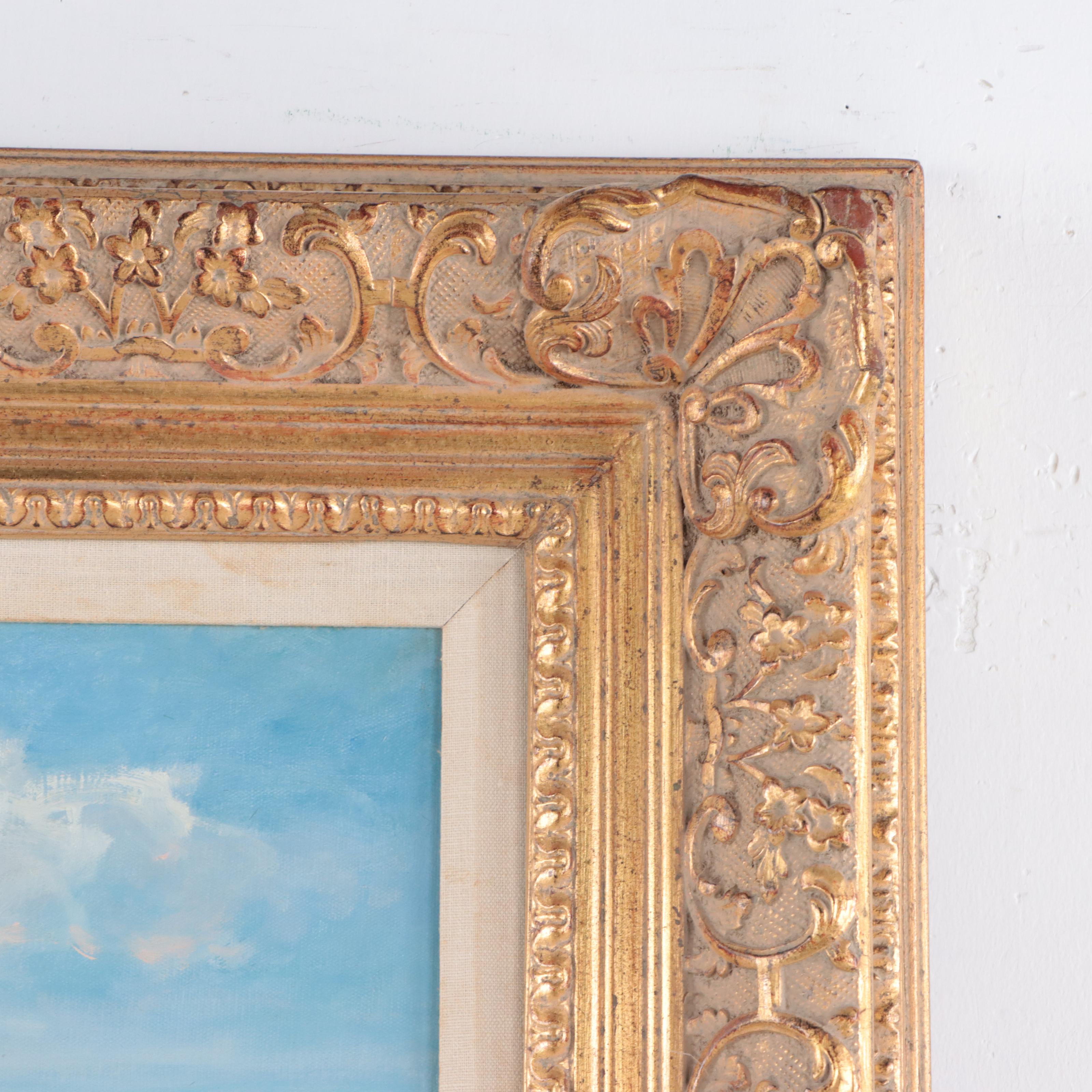 Judd Gallet Impressionist Style Oil Painting of Coastal Scene With Figures