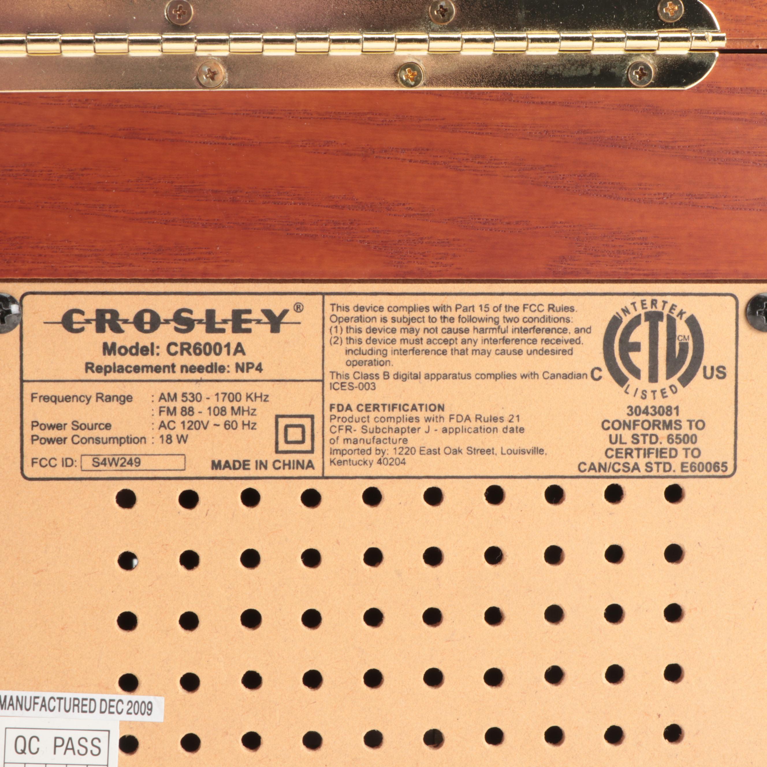 Crosley CR6001A Turntable with AM/FM Radio, CD, and Tape Player