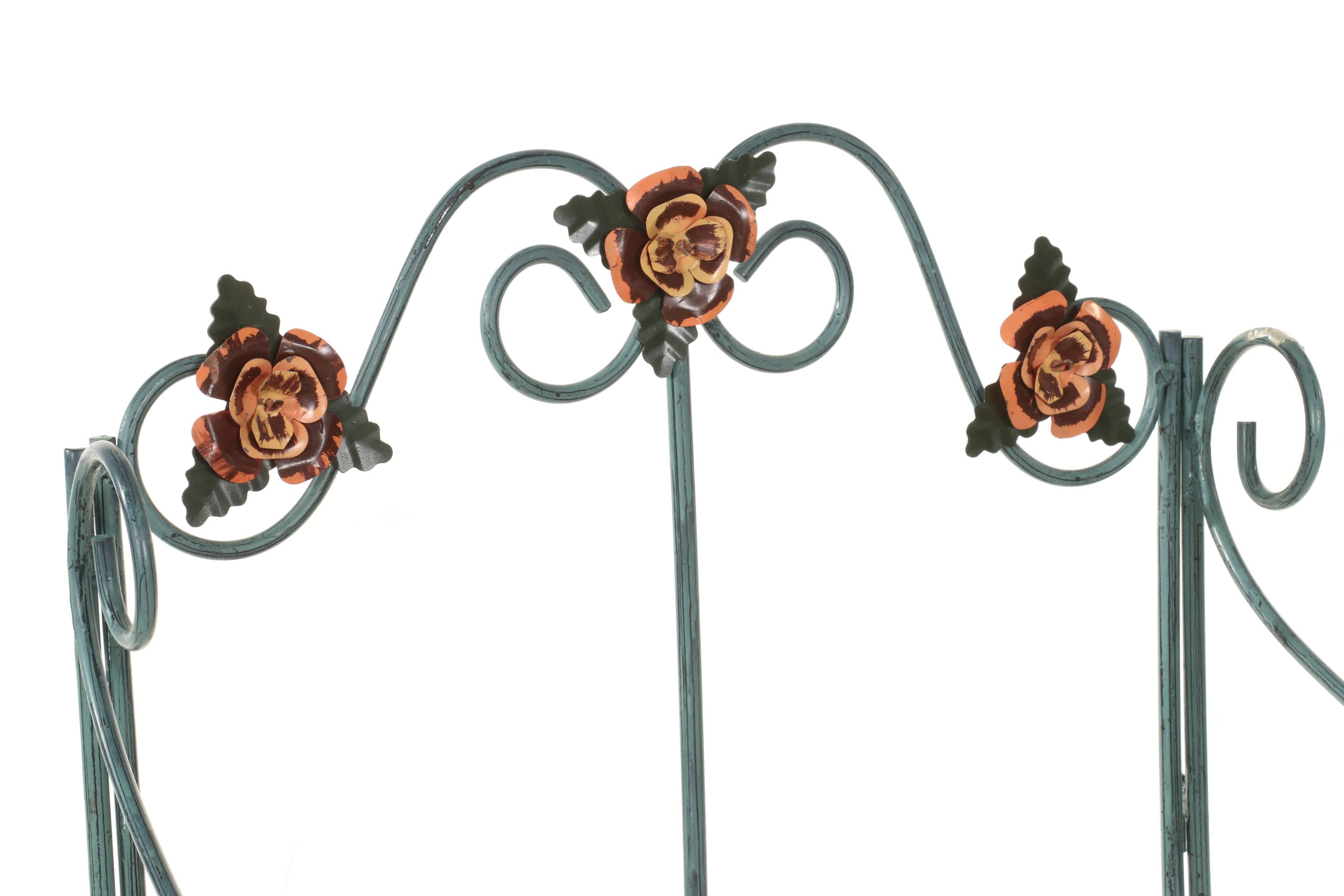 Folding Metal Baker's Rack with Woven Cane Shelves, 21st Century