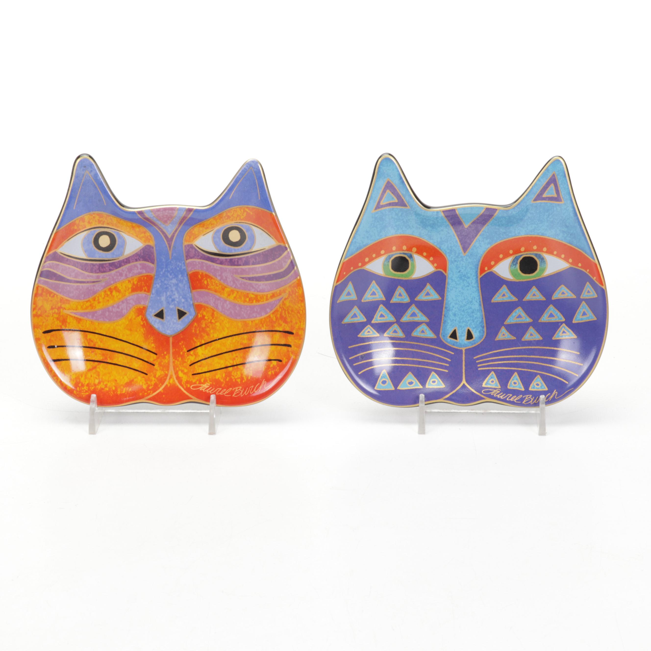 Laurel Burch Cat Dishes with Daum Cat Figurine and Other Décor