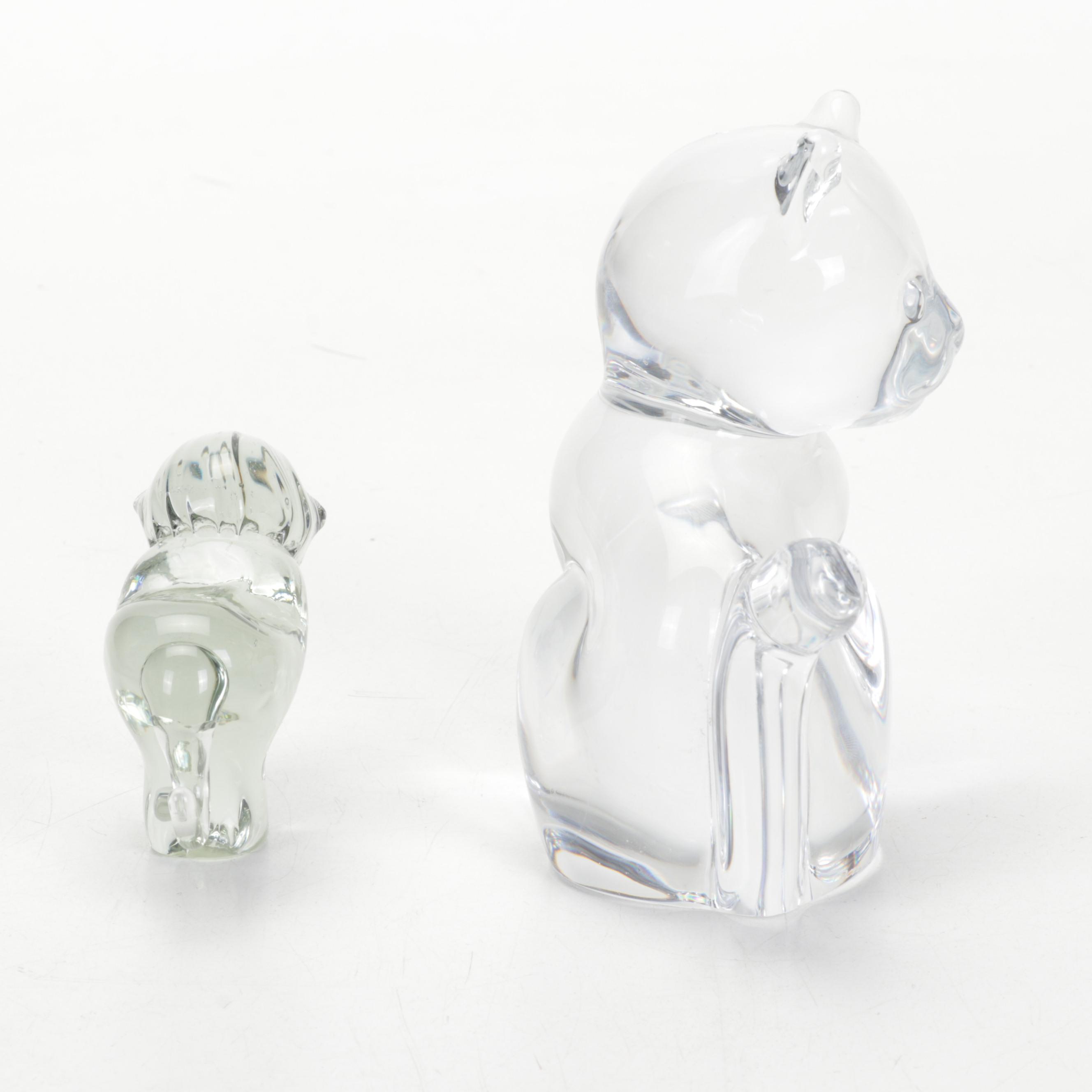 Laurel Burch Cat Dishes with Daum Cat Figurine and Other Décor