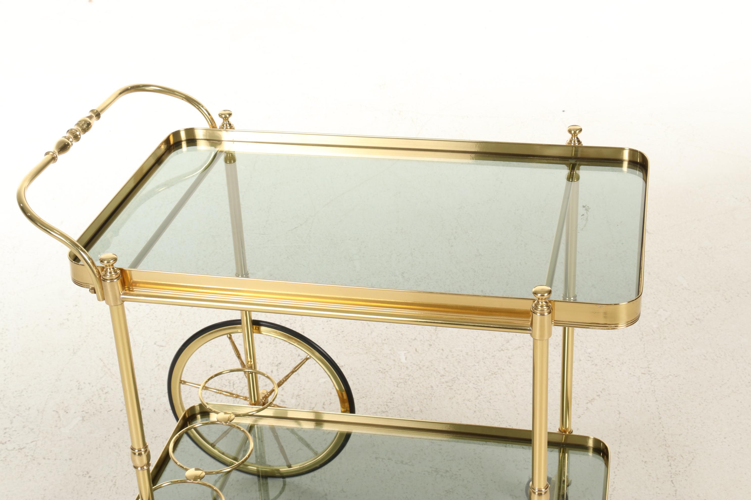 Metal Frame Glass Top Bar Cart, 21st Century