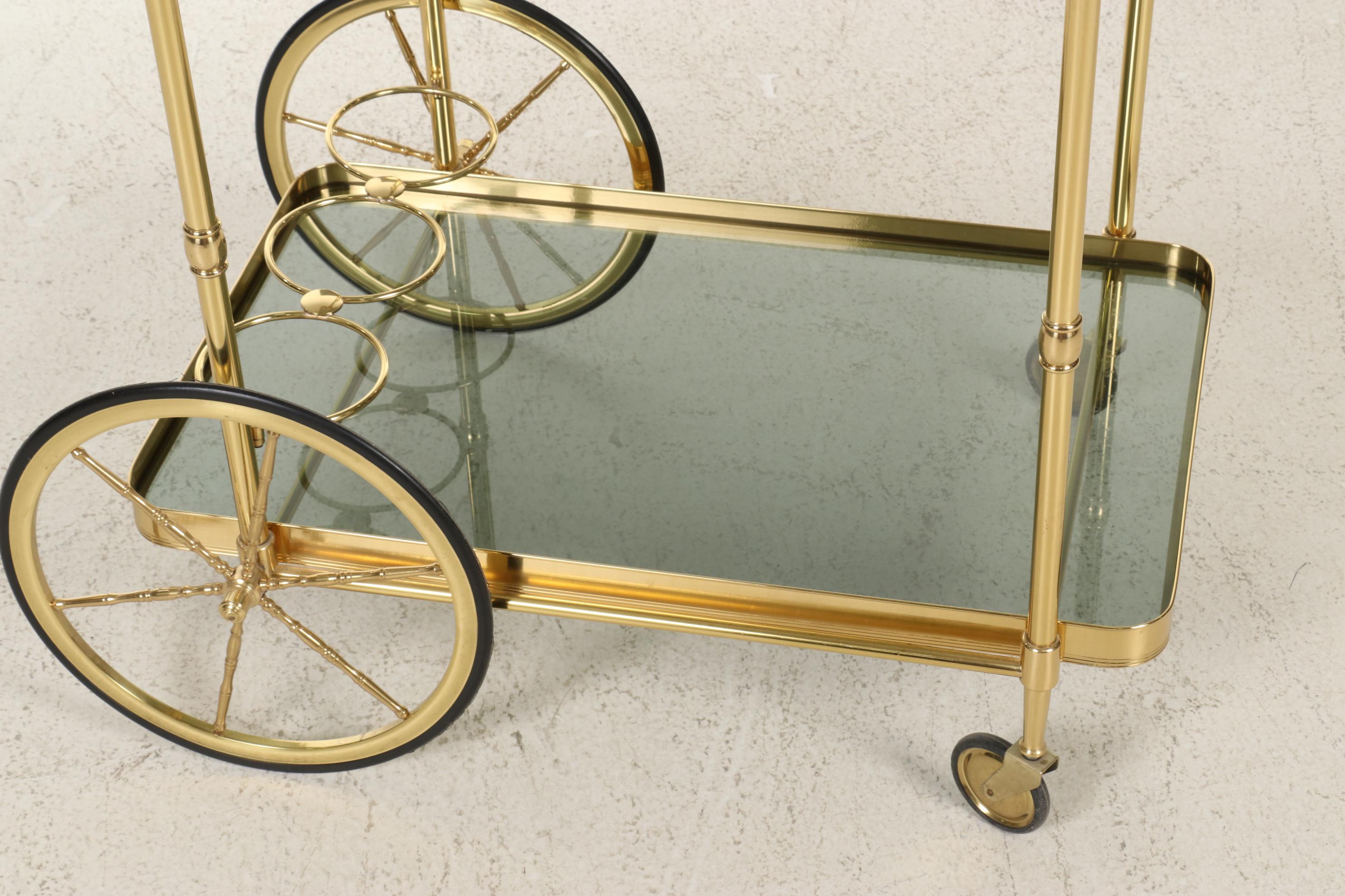 Metal Frame Glass Top Bar Cart, 21st Century