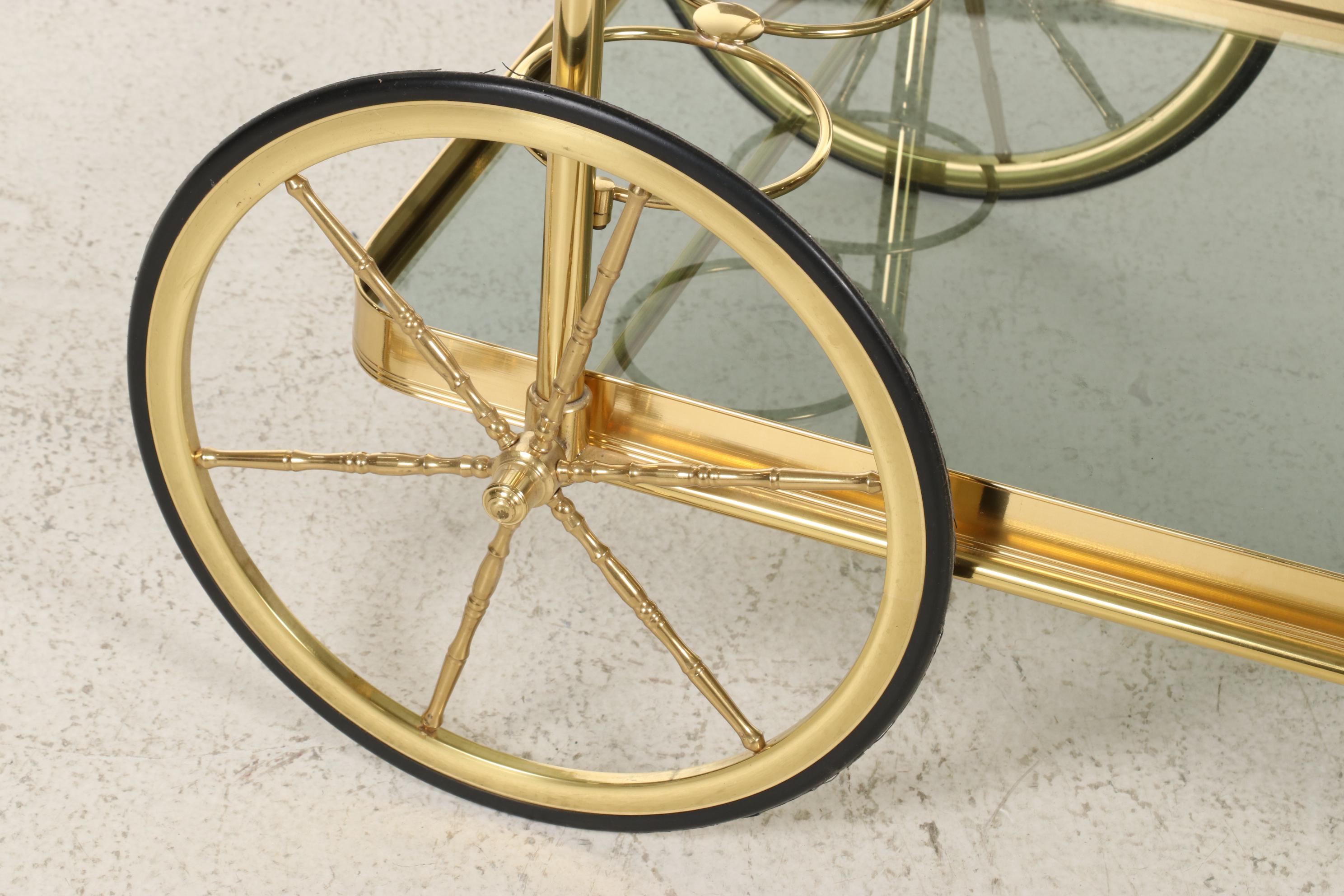 Metal Frame Glass Top Bar Cart, 21st Century