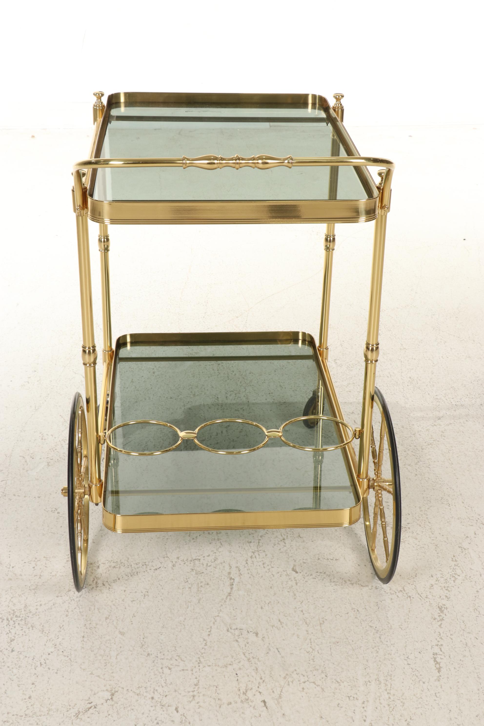 Metal Frame Glass Top Bar Cart, 21st Century