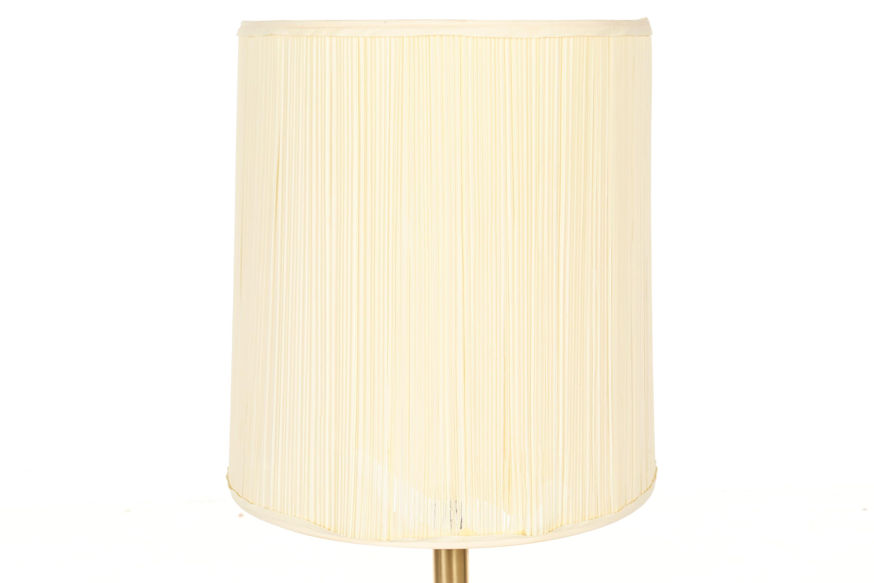 Brass and Wood Table Floor Lamp, Late 20th Century