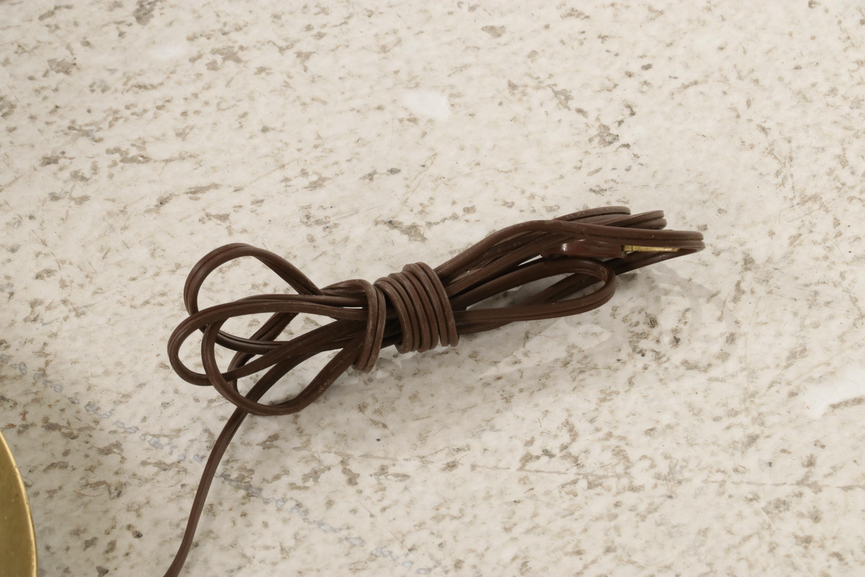 Brass and Wood Table Floor Lamp, Late 20th Century