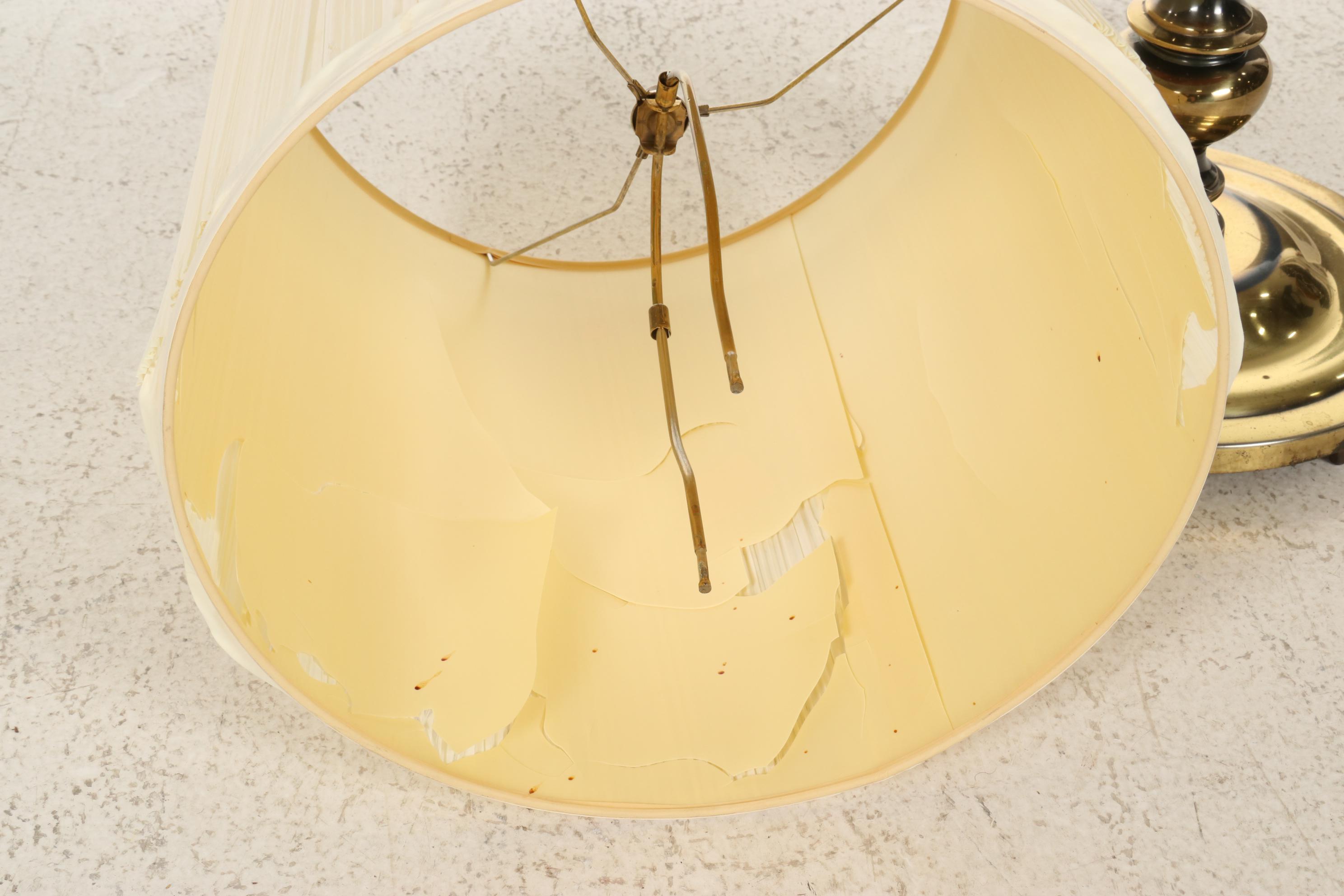 Brass and Wood Table Floor Lamp, Late 20th Century