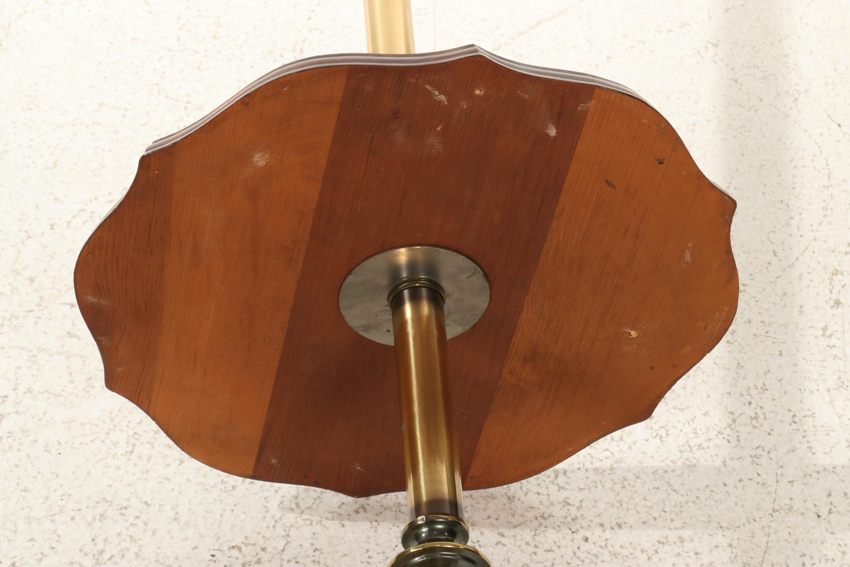 Brass and Wood Table Floor Lamp, Late 20th Century