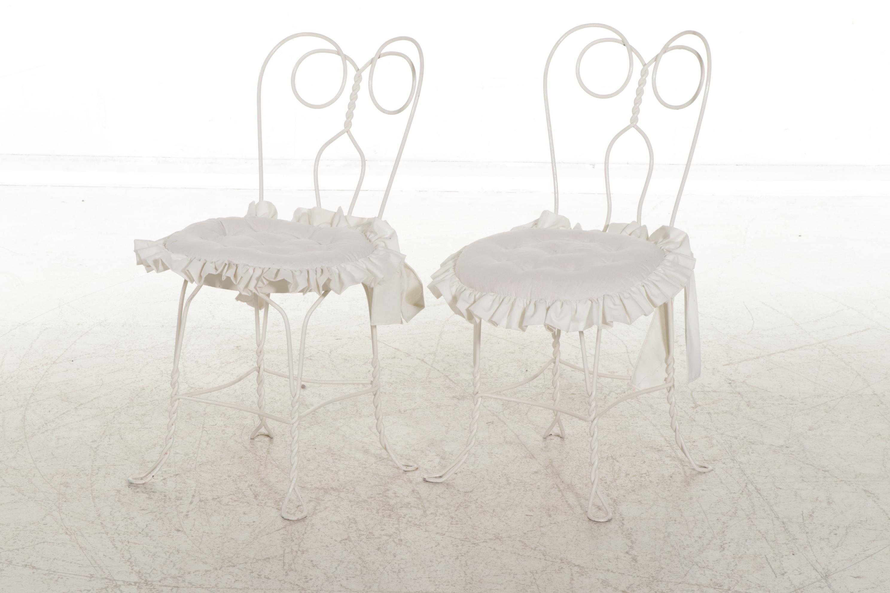 Bistro Table and Bent Wire Chairs, Mid to Late 20th Century