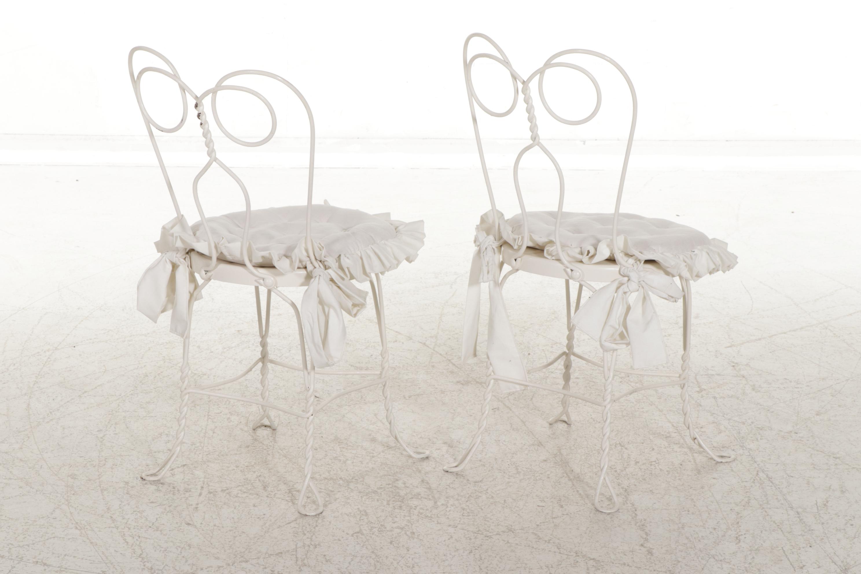 Bistro Table and Bent Wire Chairs, Mid to Late 20th Century