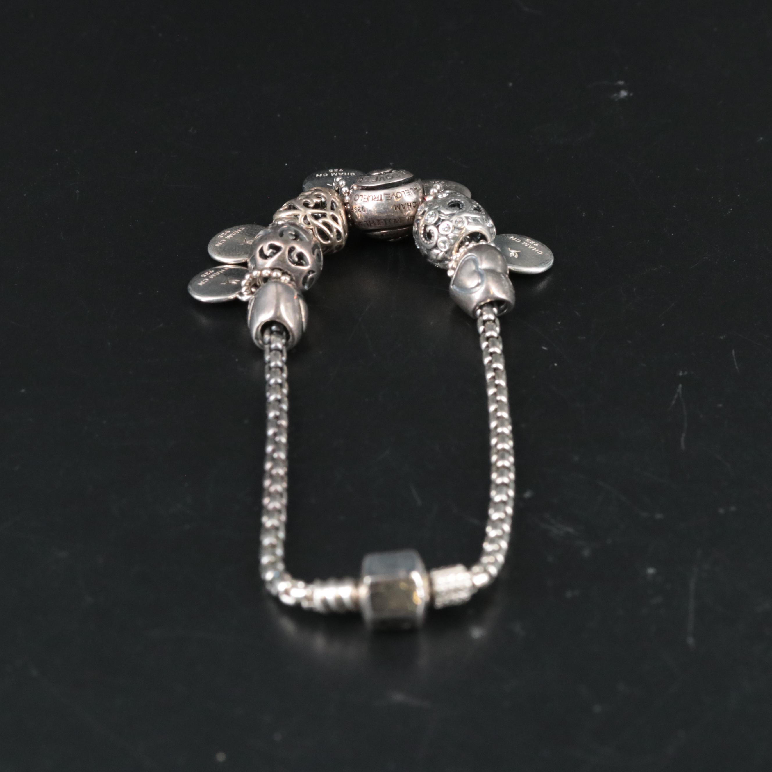 Sterling Bracelet Featuring Bride Themed Charms
