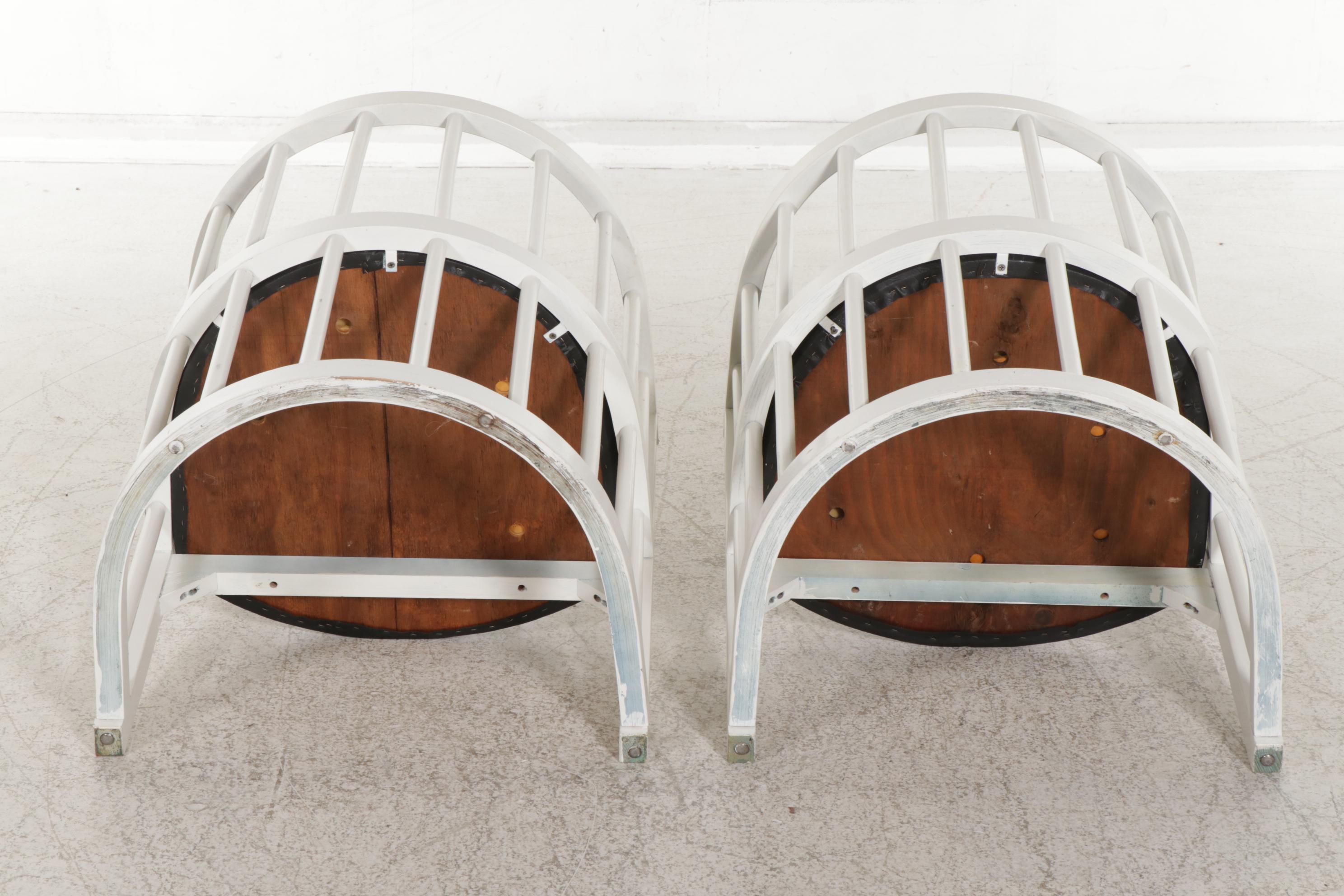Pair of White-Painted Wood Spindle-Back Tub Chairs, Late 20th Century