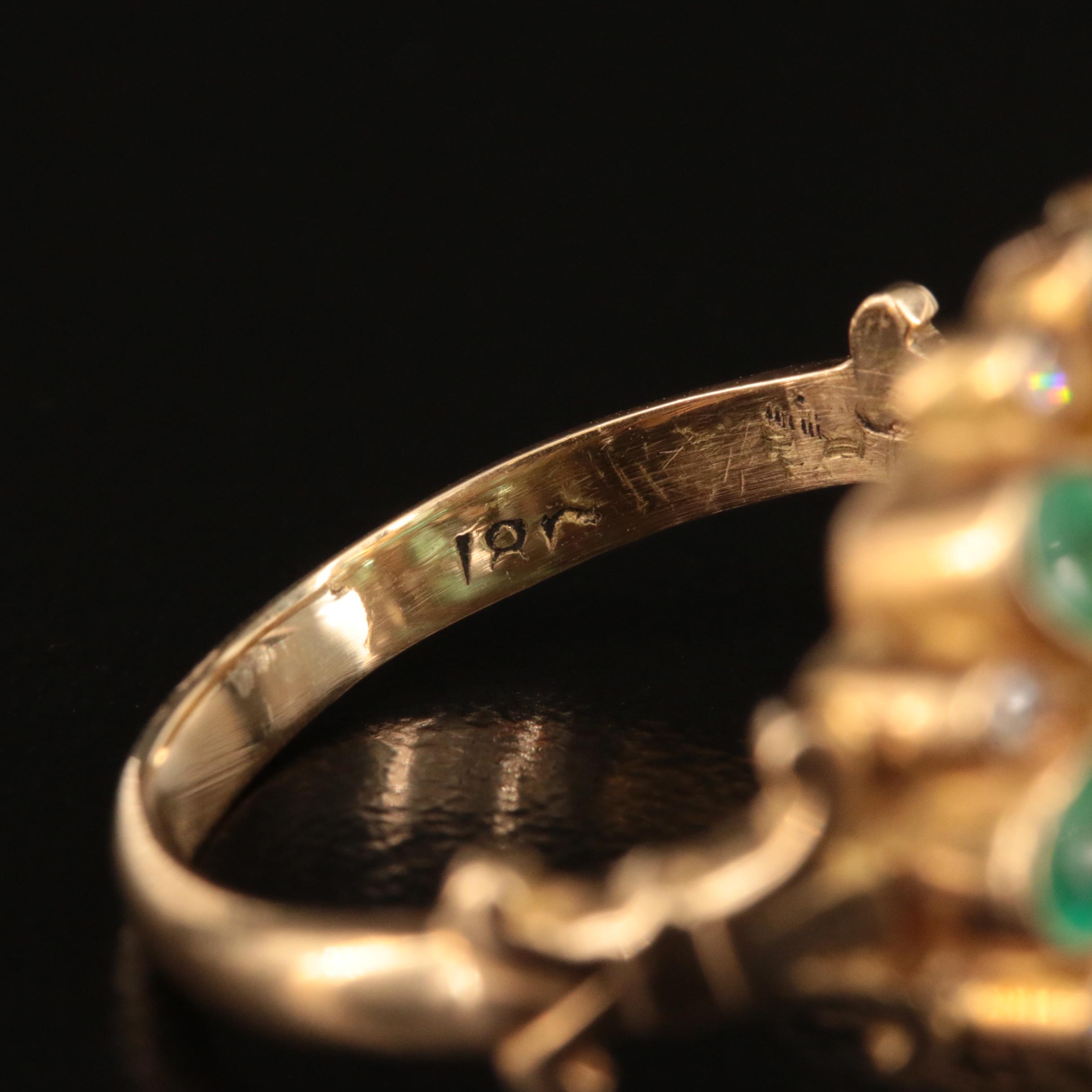 18K Emerald and Diamond Flower Ring