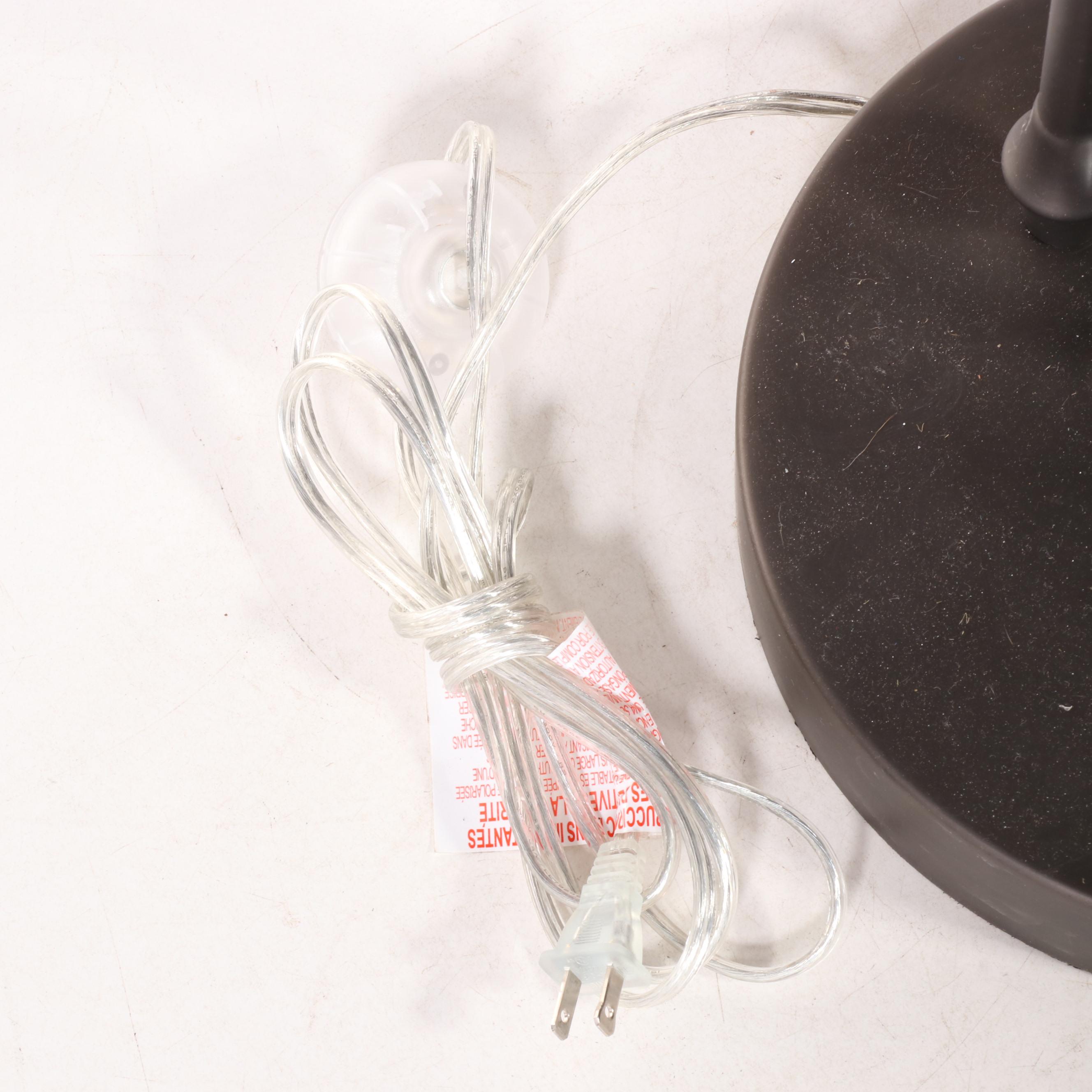 Modernist Style Patinated Metal, Acrylic and Glass Two-Light Floor Lamp