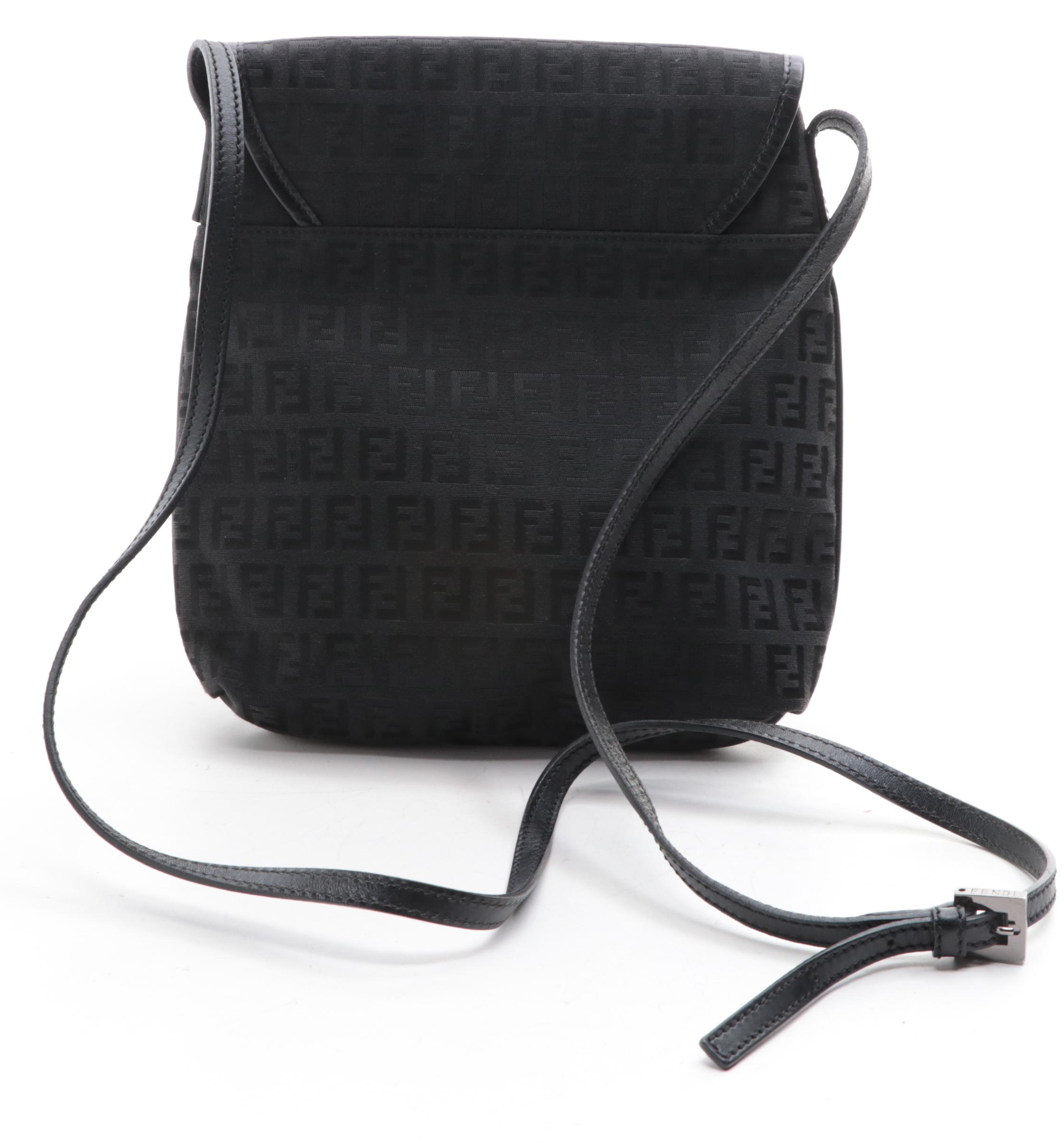 Fendi Front-Flap Crossbody Bag in Zucca Canvas and Leather