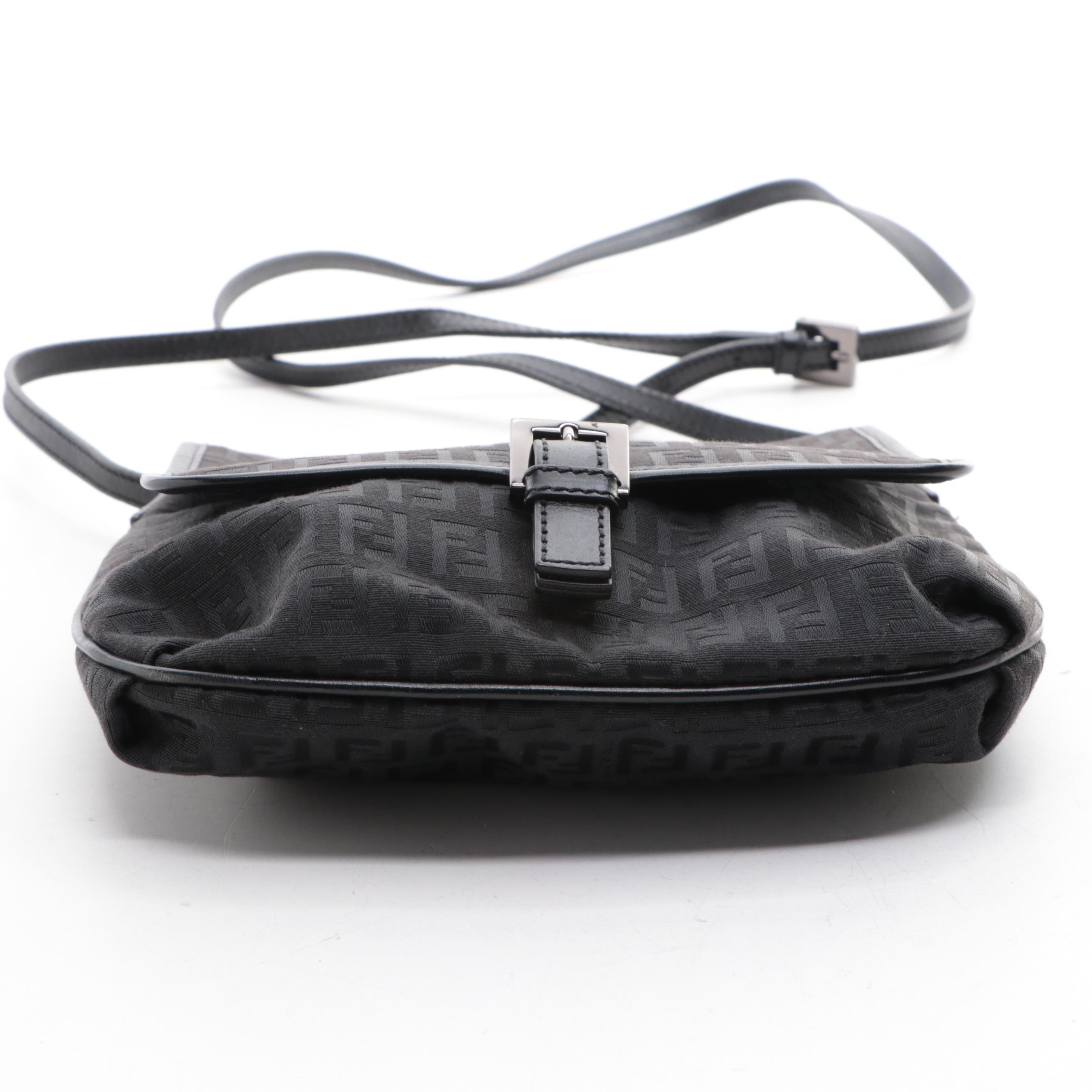 Fendi Front-Flap Crossbody Bag in Zucca Canvas and Leather