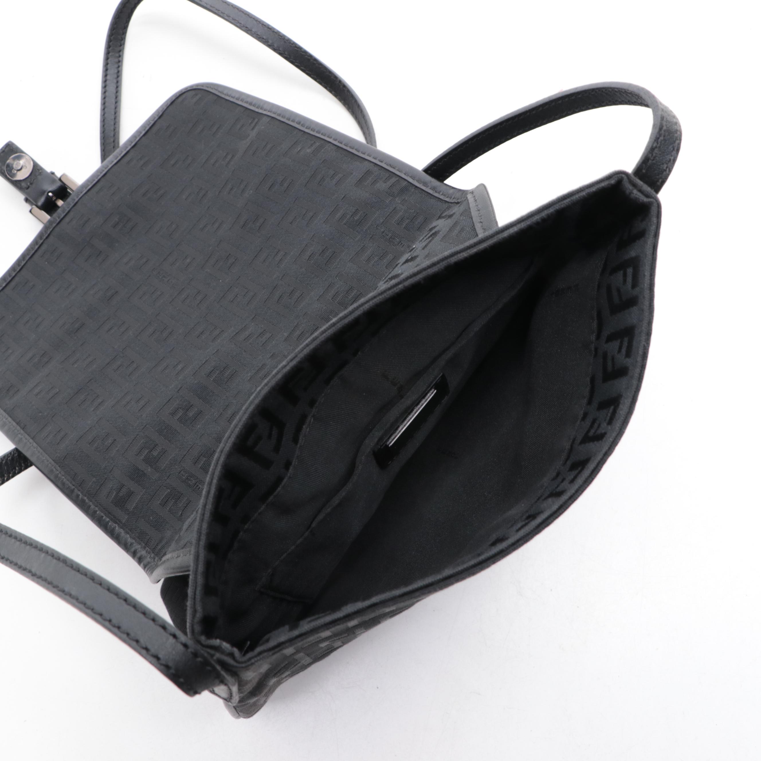 Fendi Front-Flap Crossbody Bag in Zucca Canvas and Leather