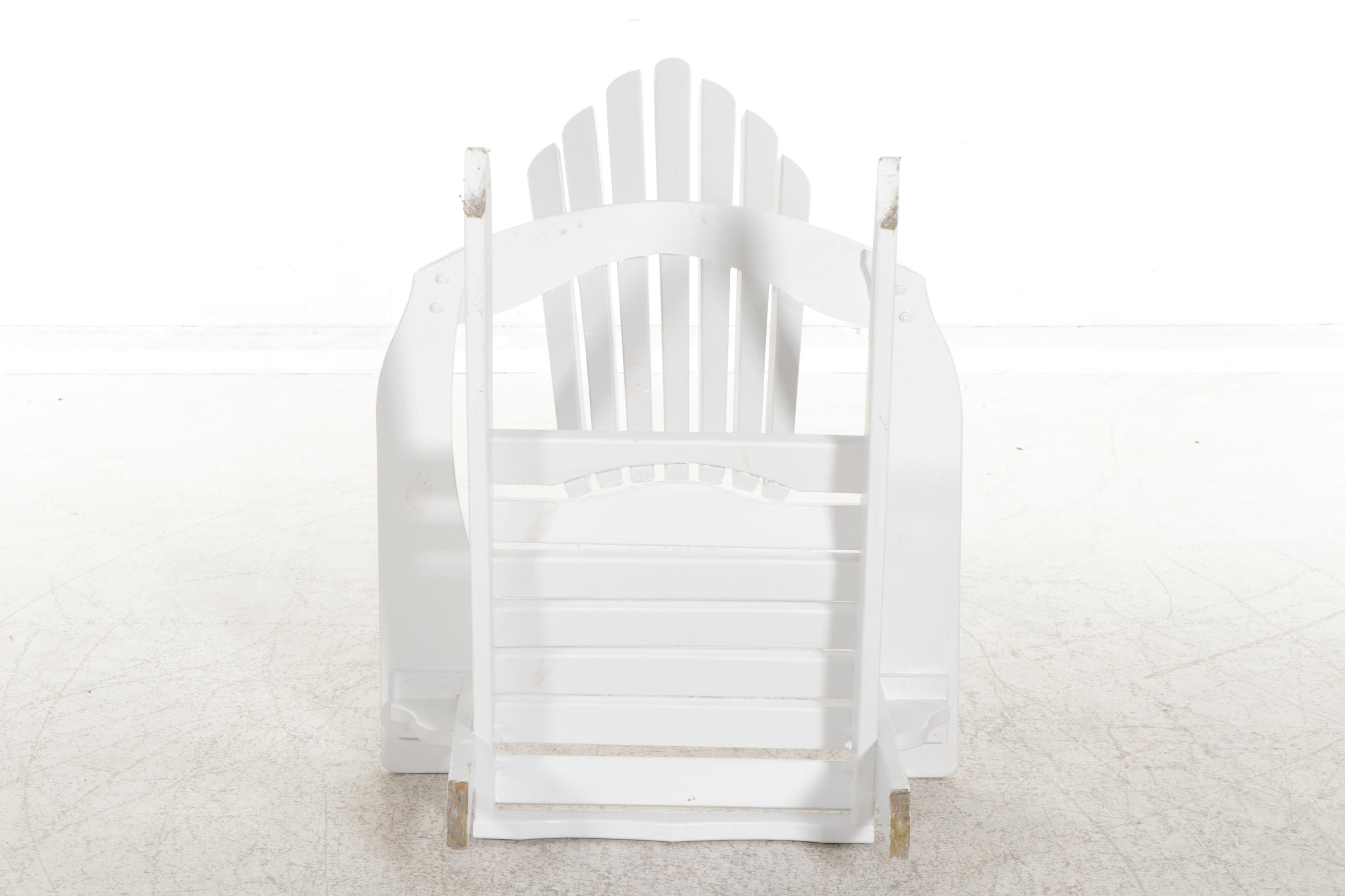 White-Painted Wooden Adirondack Chair with Ottoman