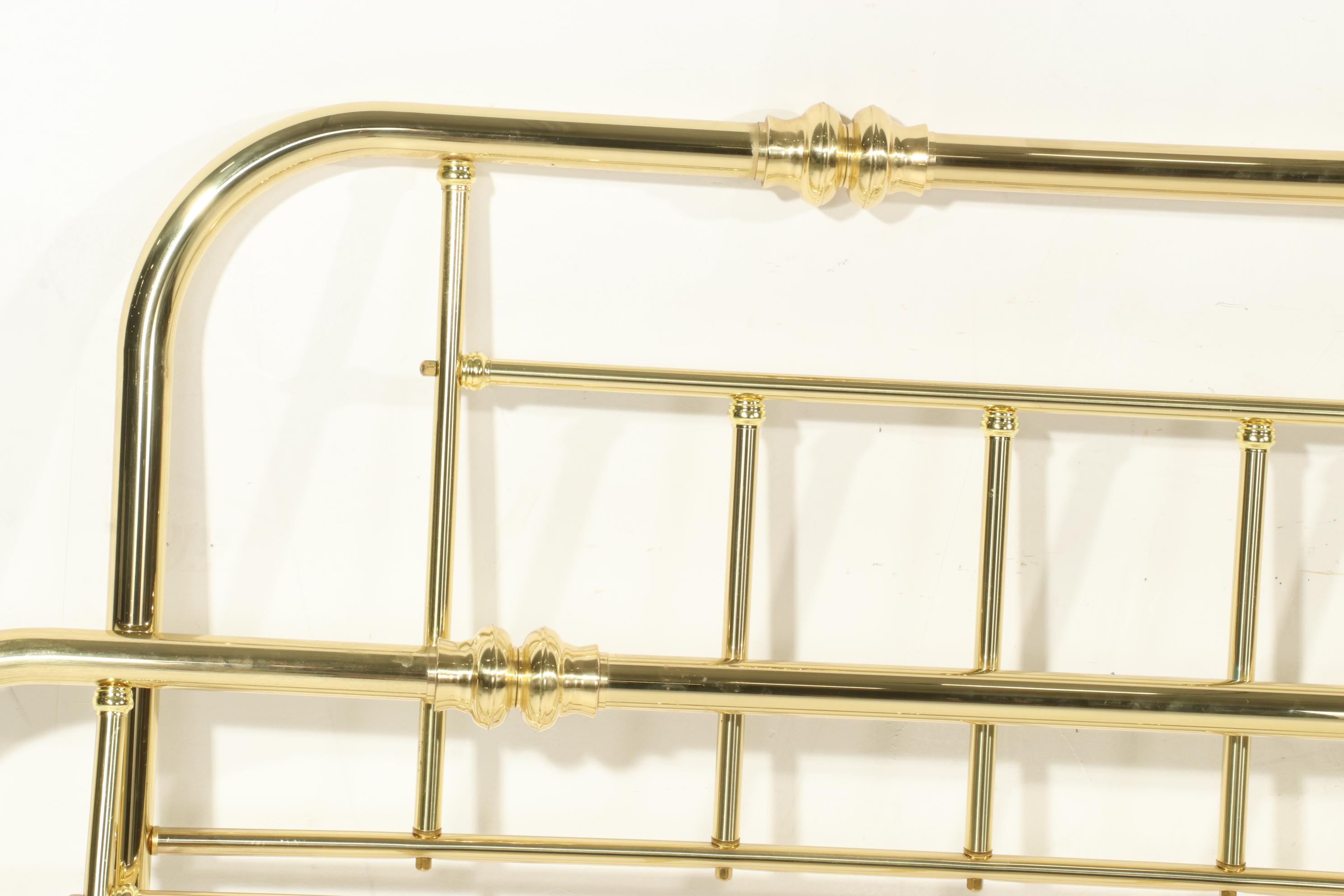 Brass Finished King Size Headboard and Footboard with Quilt Stand