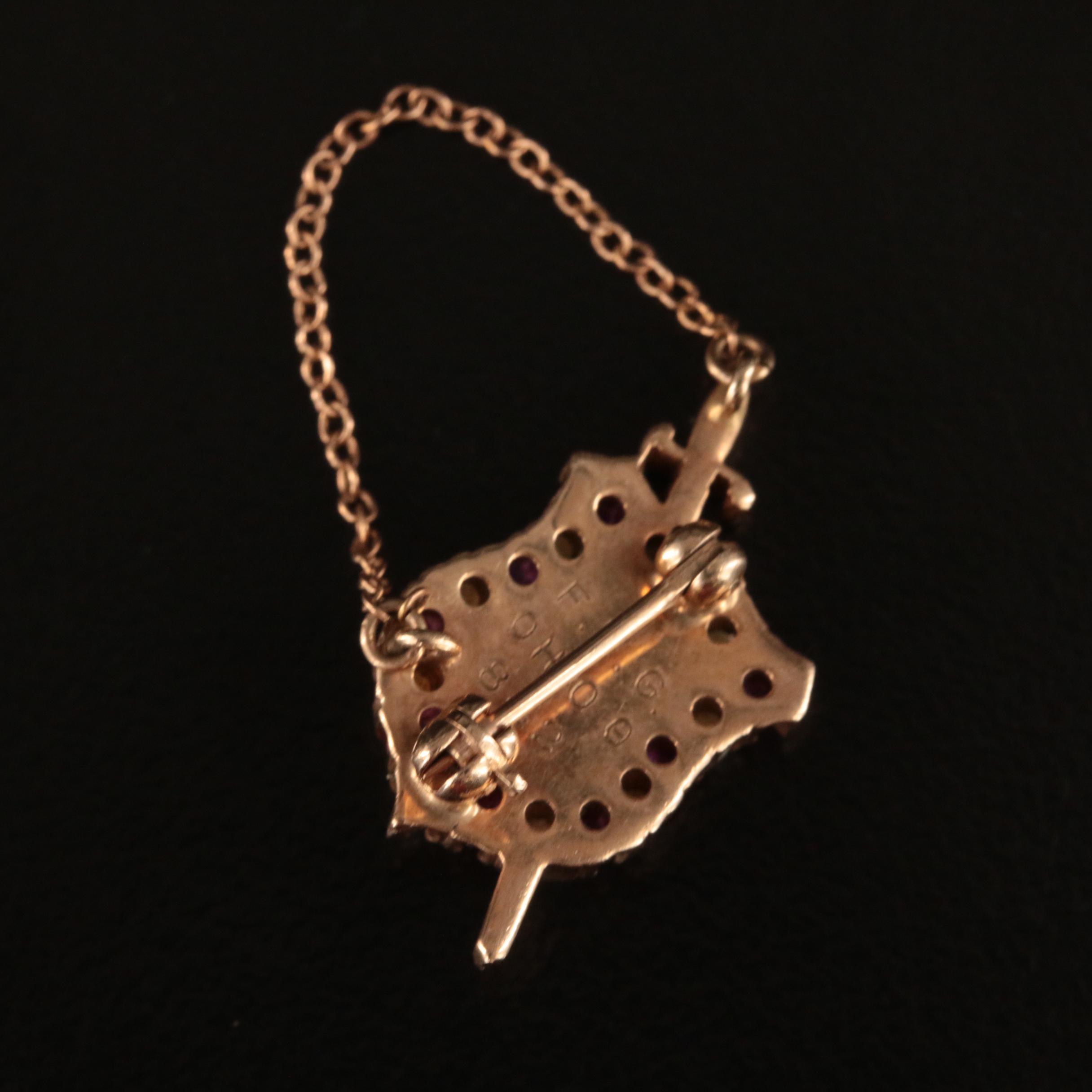 10K Diamond and Ruby Lapel Pledge Pin