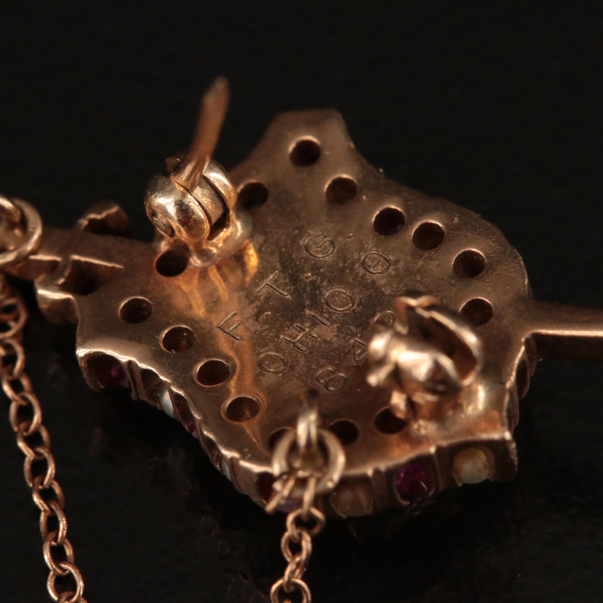 10K Diamond and Ruby Lapel Pledge Pin