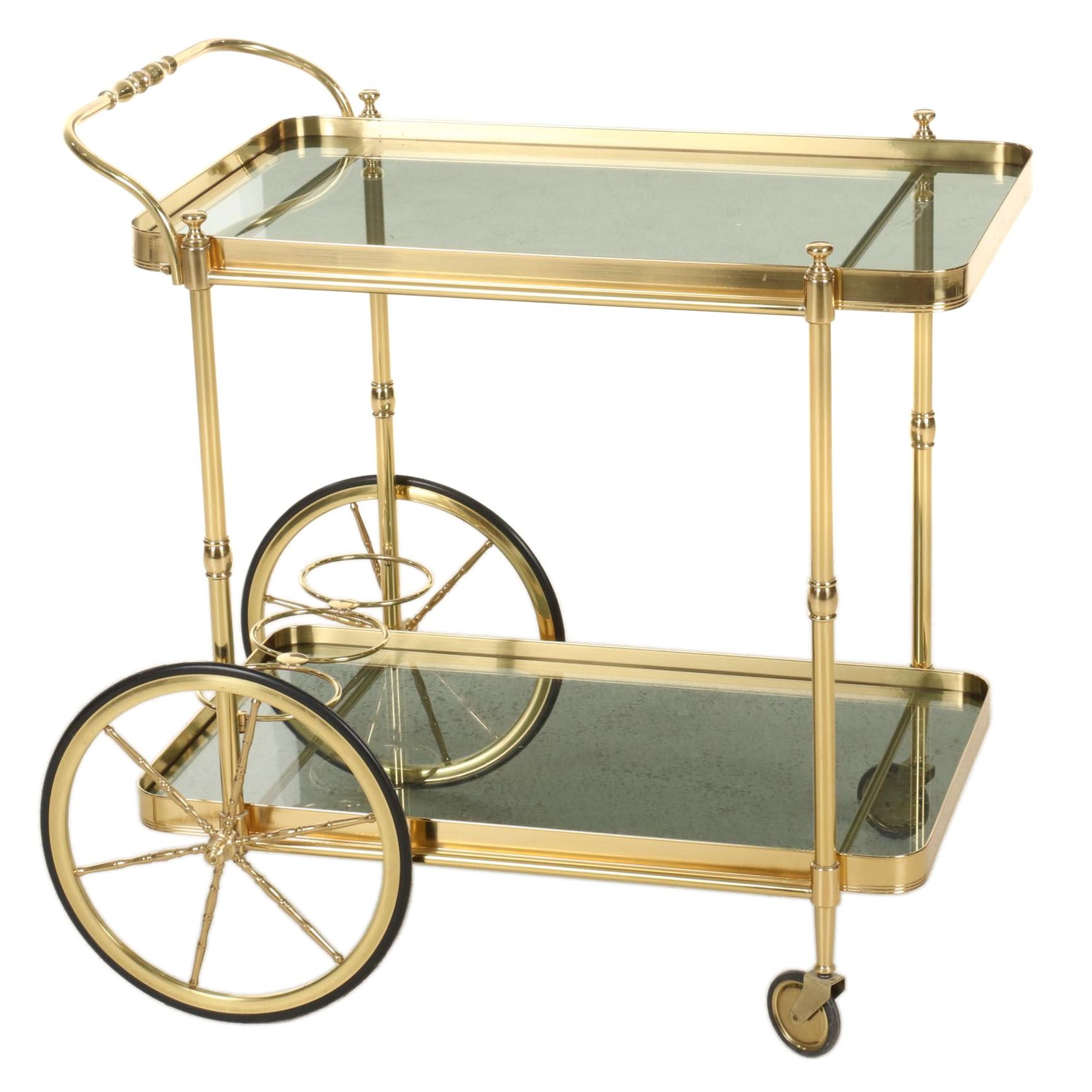 Metal Frame Glass Top Bar Cart, 21st Century