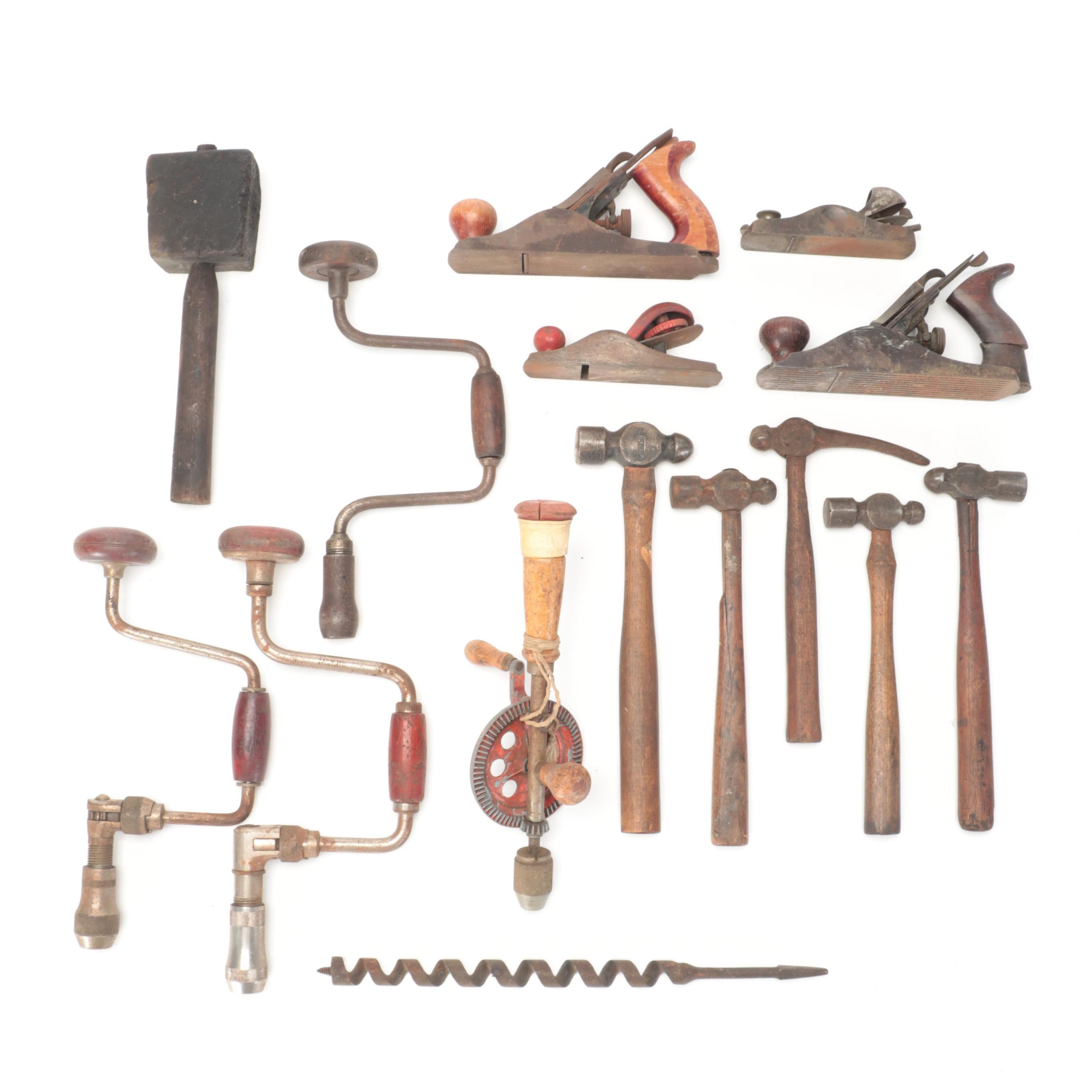 Ball Peen Hammers, Brace Drills and Block Planes, More Hand Tools