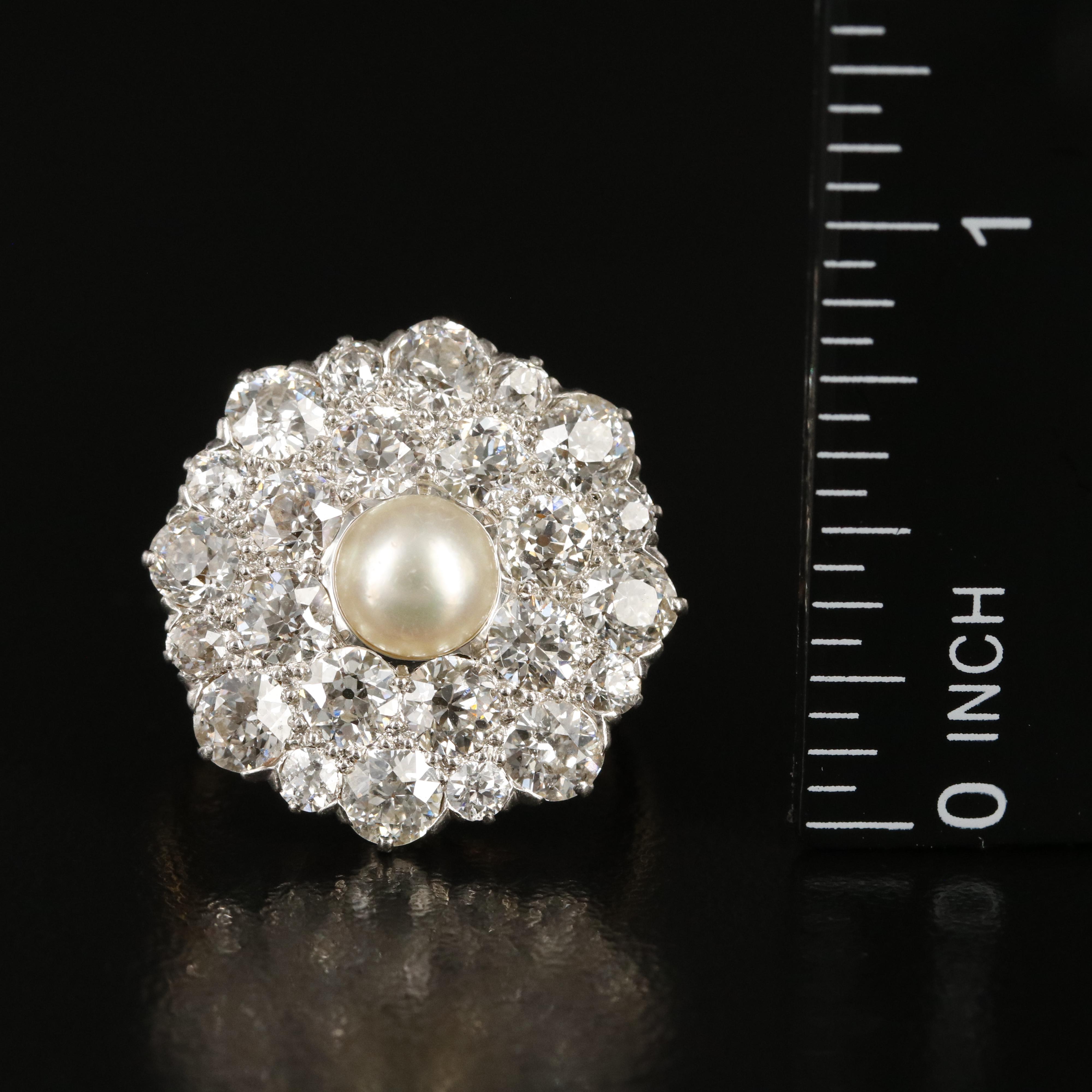 14K and Platinum Pearl and 5.00 CTW Diamond Ring