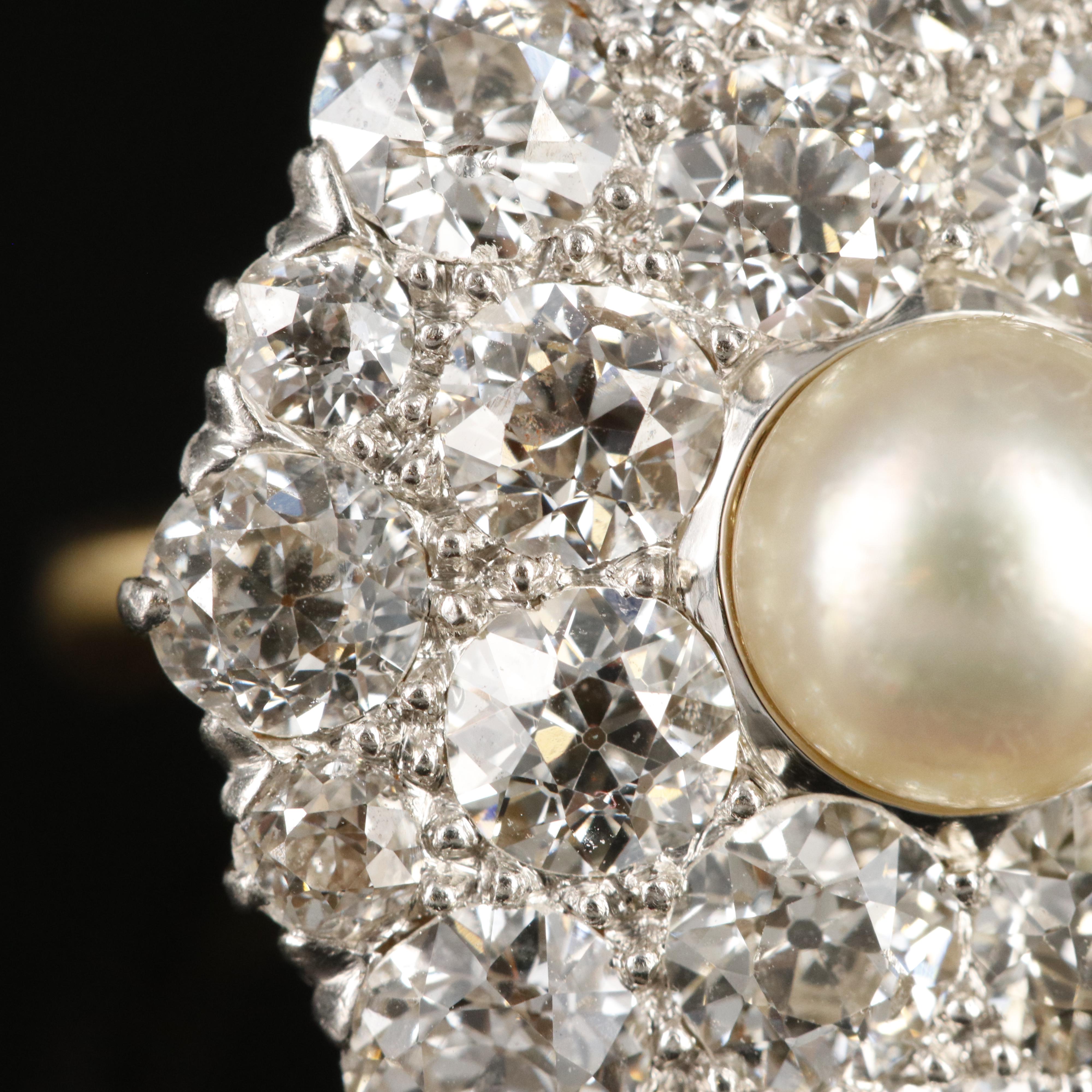 14K and Platinum Pearl and 5.00 CTW Diamond Ring